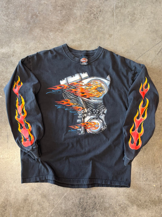 Vintage Harley Davidson Flame sleeve size large