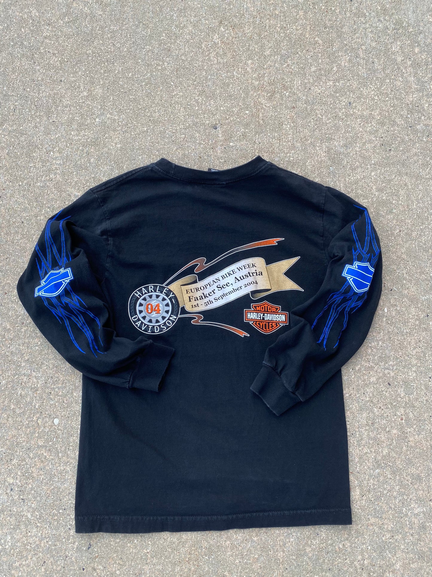Vintage Harley Davidson blue flame long sleeve size small