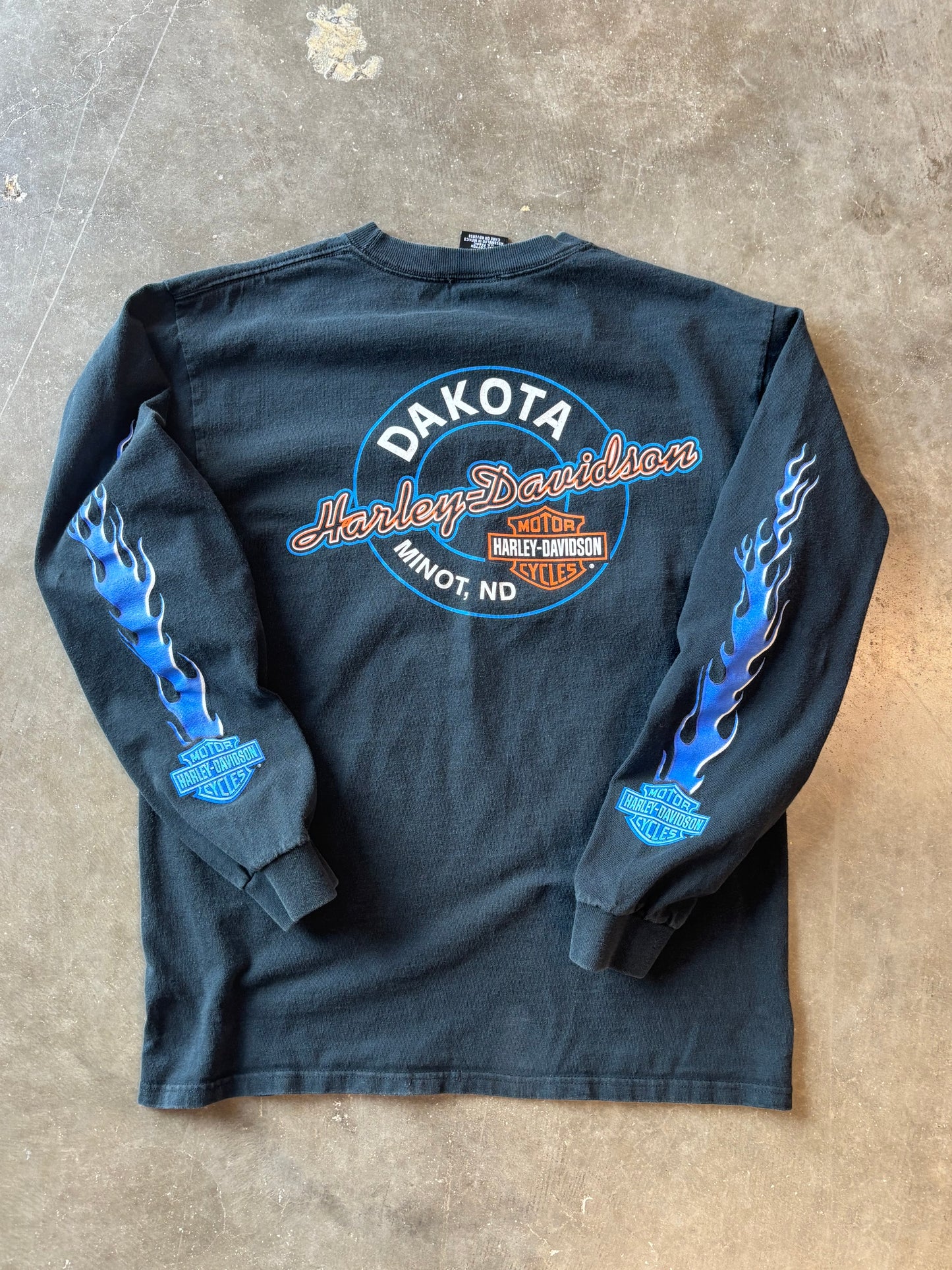 Vintage Harley Davidson blue flame long sleeve size medium