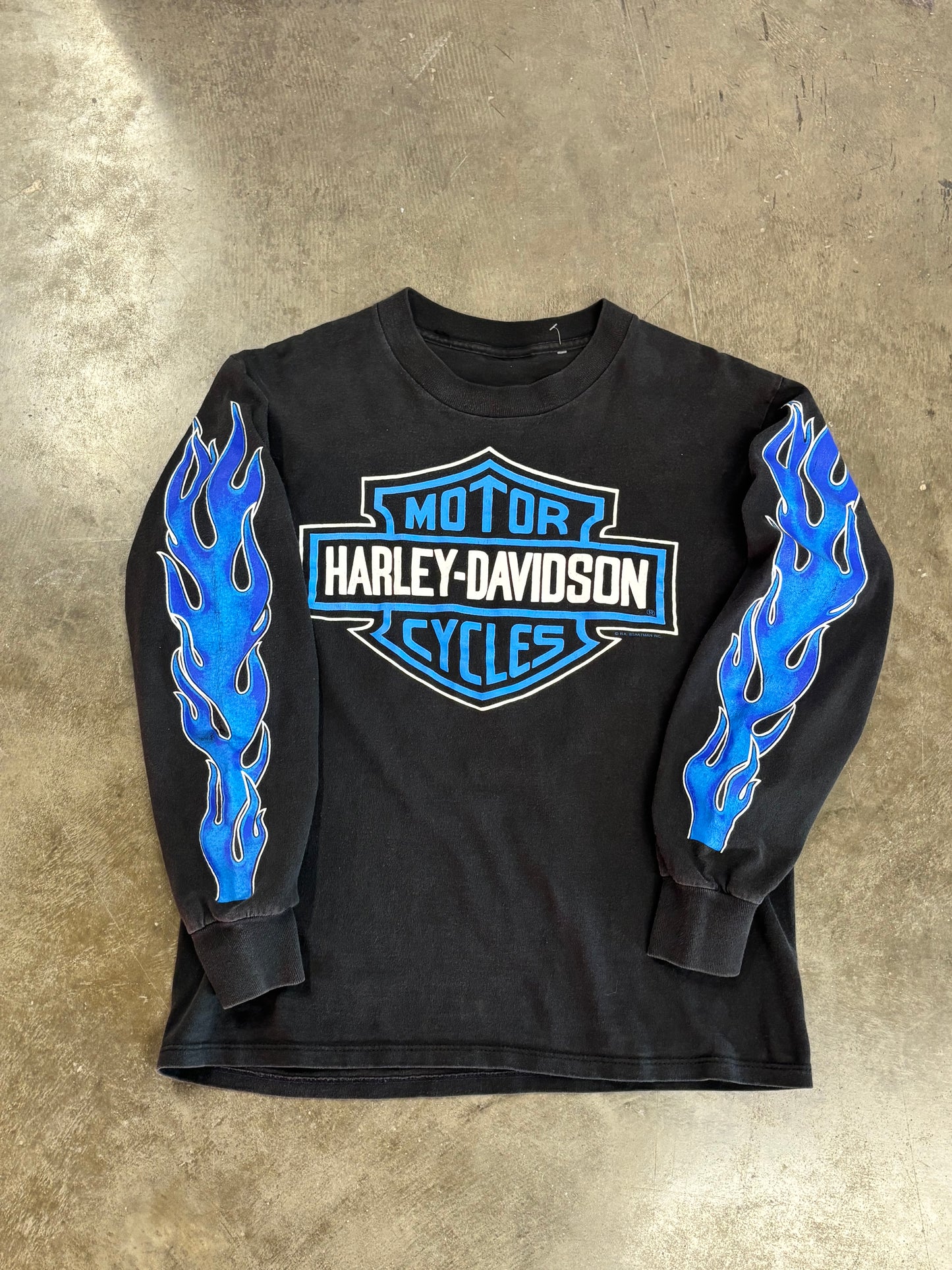 Vintage Harley Davidson Blue Flame shirt size large