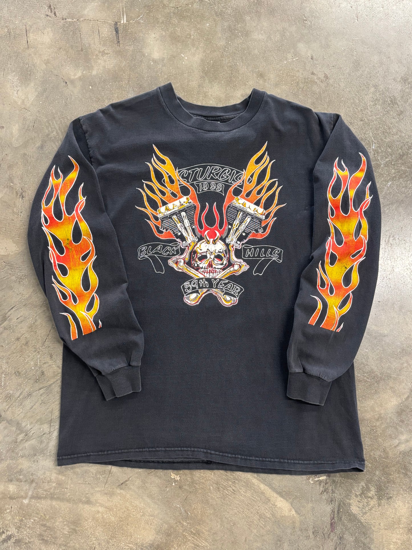 Vintage Bike Week skull flame sleeve size large shirt