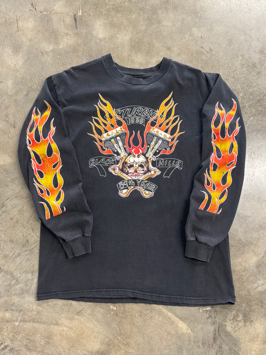 Vintage Bike Week skull flame sleeve size large shirt