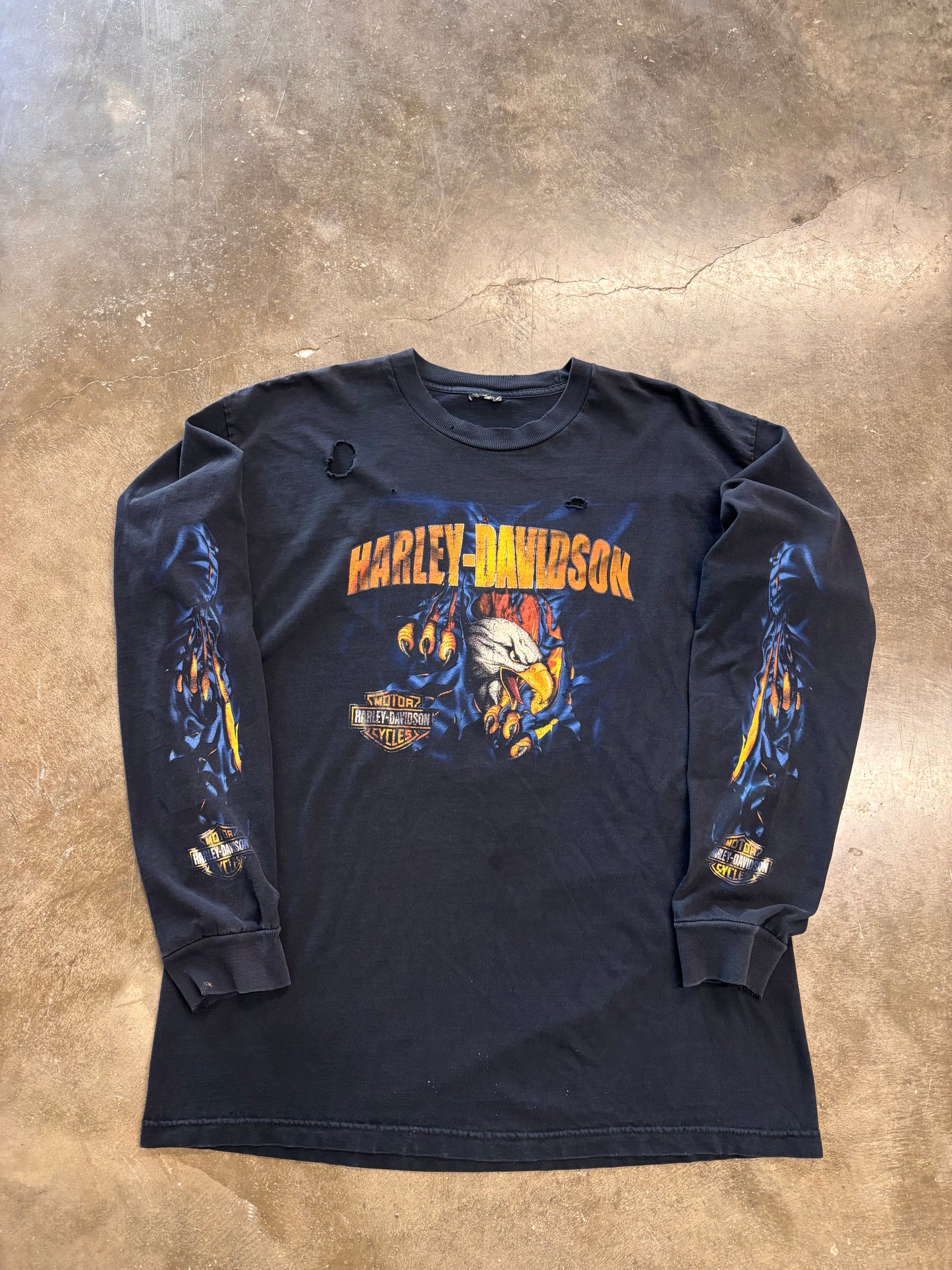 Vintage Thrashed Harley Davidson Eagle long sleeve size xl