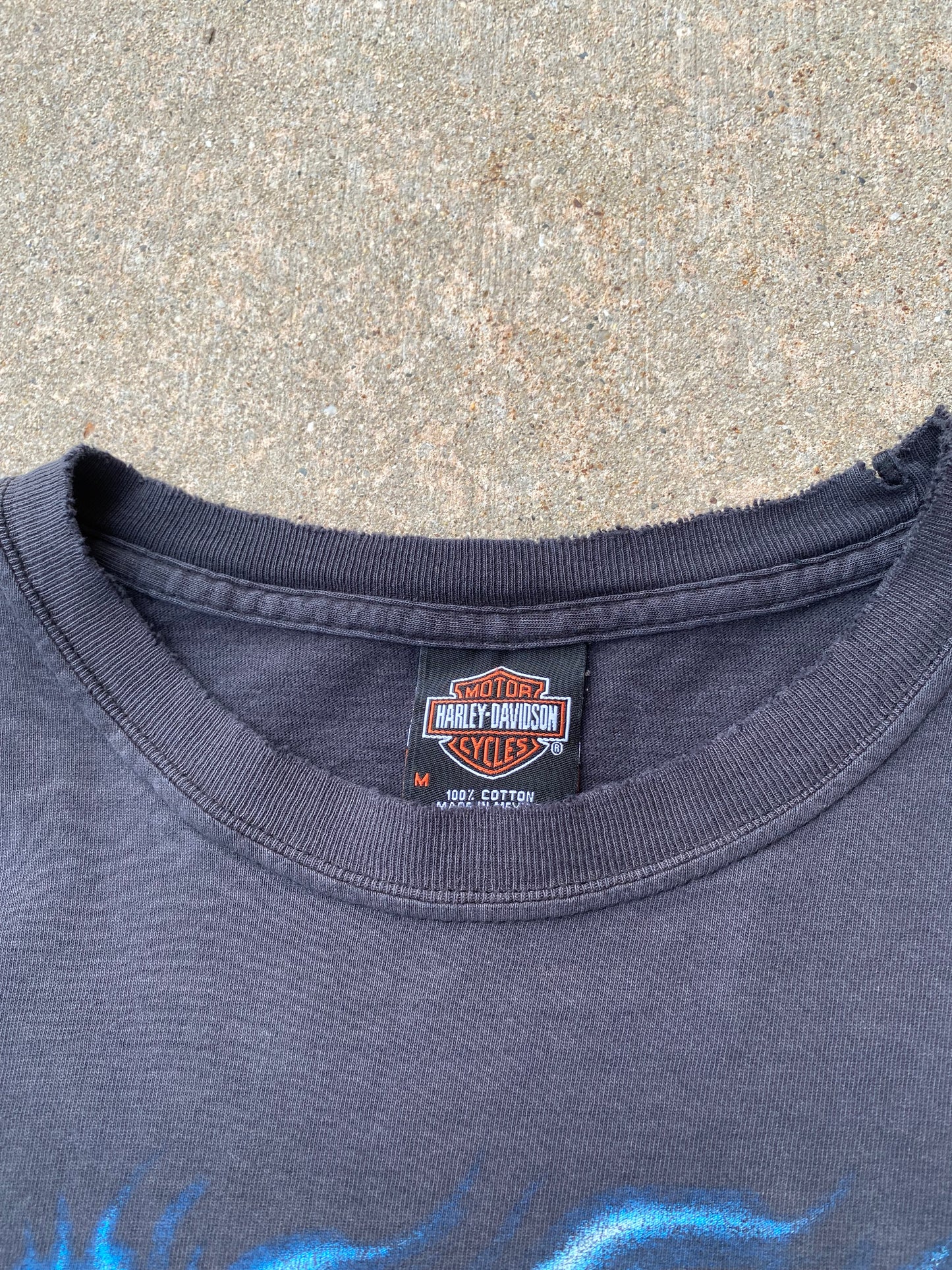 Vintage Harley Davidson Thrashed Blue Flame Long sleeve size medium