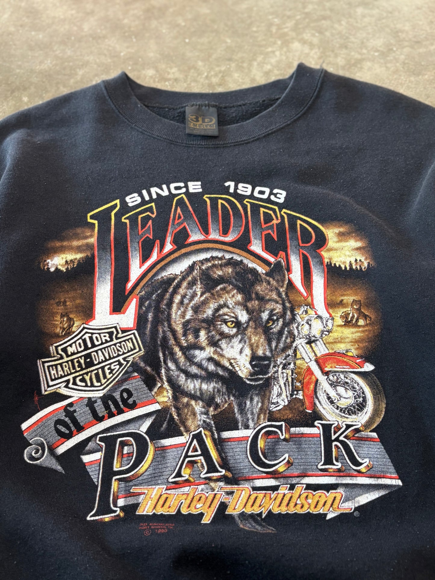 Vintage Harley Davidson 3d emblem leader of the pack sweatshirt size large