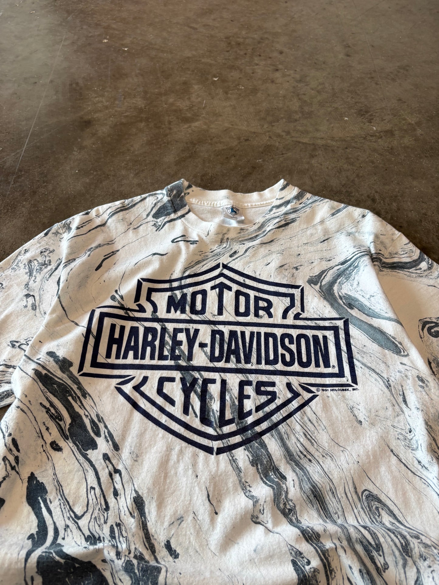 Vintage Harley Davidson marble dyed shield shirt size large