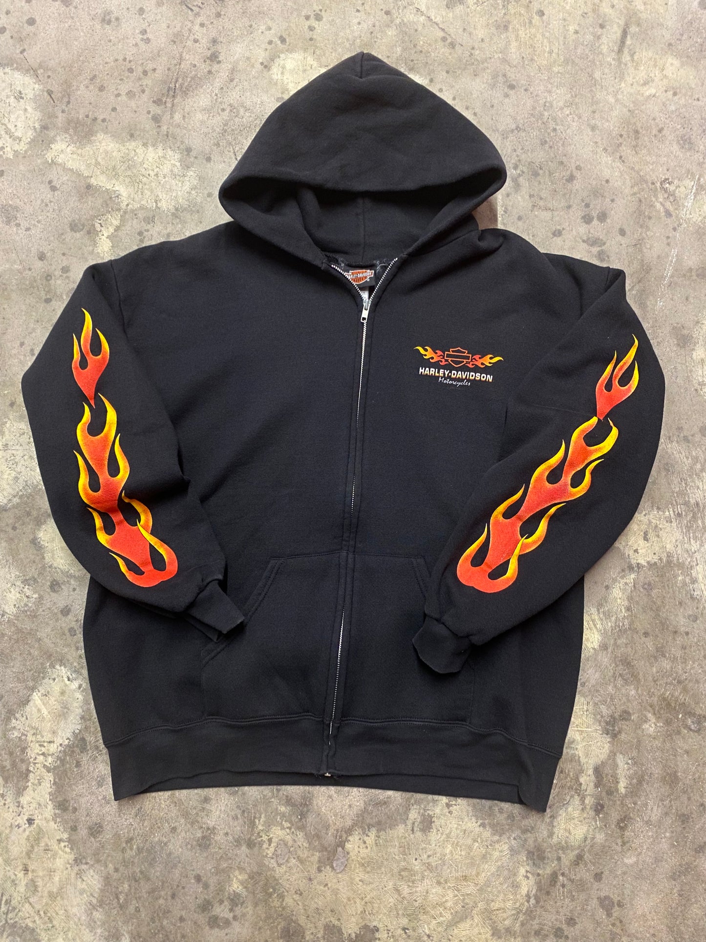 Vintage Harley Davidson Flame Burst zip up hoodie size extra large