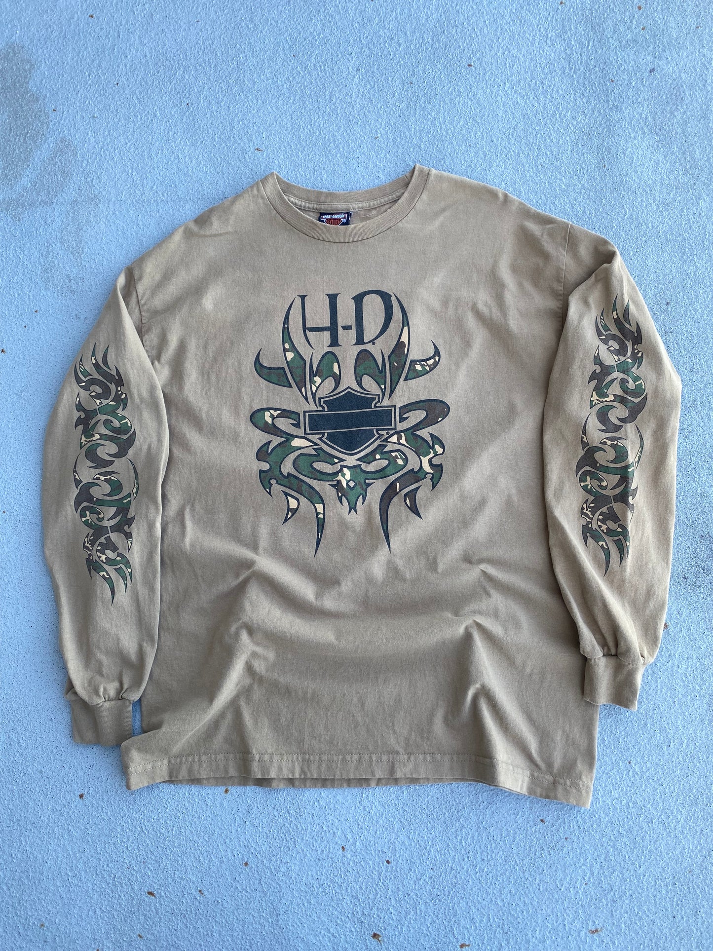 Vintage Harley Davidson Camo long sleeve shirt Extra Large