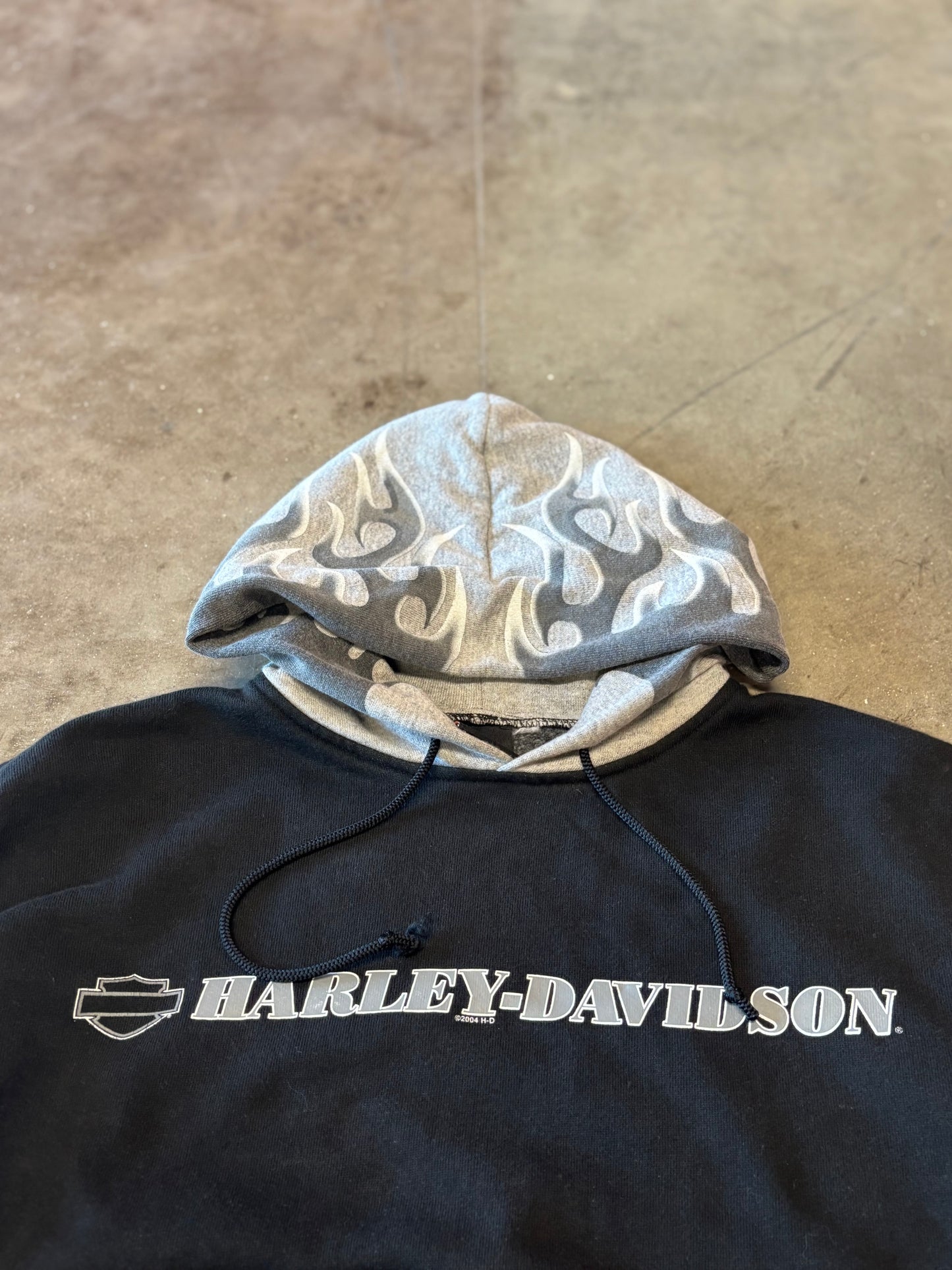 Vintage Harley Davidson Grey Flame hoodie size large
