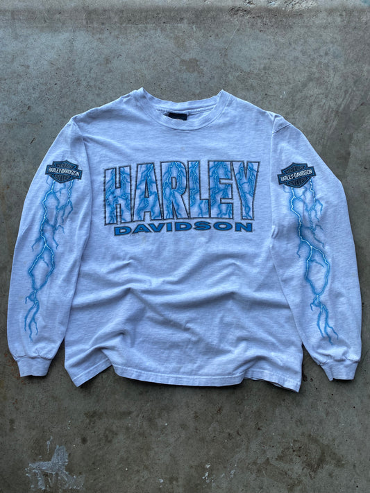 Vintage Harley Davidson Heather Gray Lightning Long sleeve size large