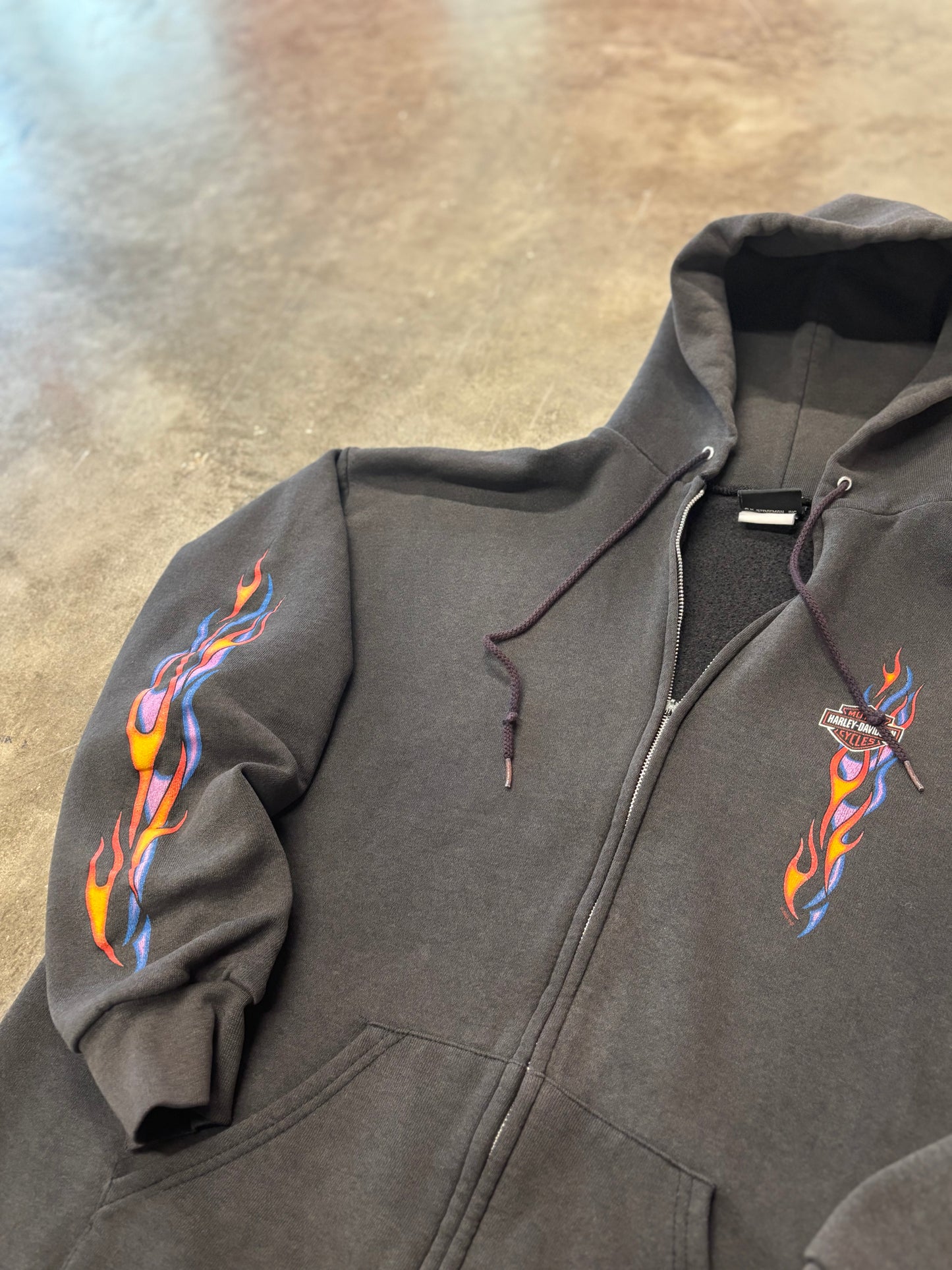 Vintage Harley Flame Zip up hoodie size large