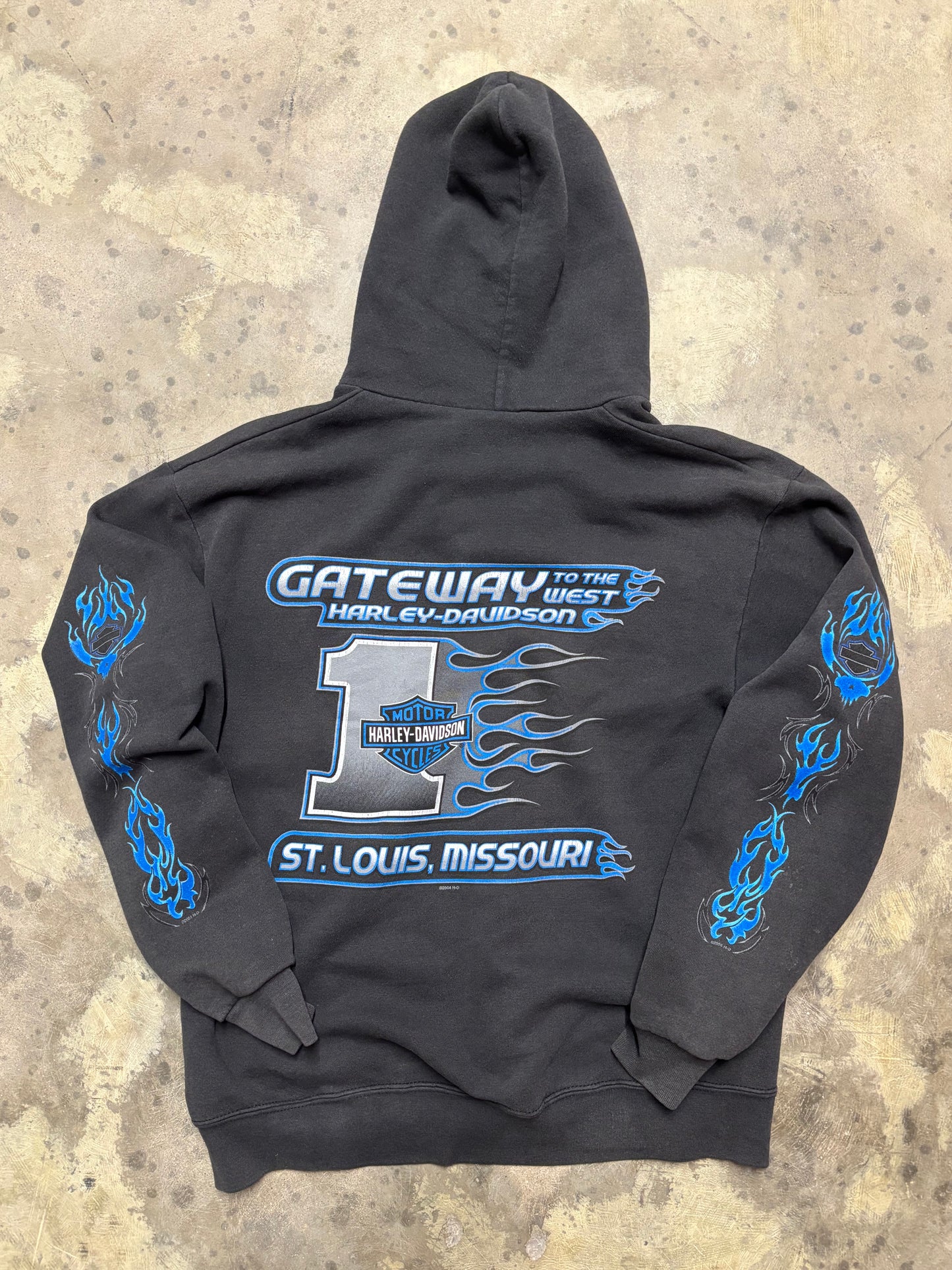 Vintage Harley Davidson Blue Flame zip up hoodie size medium