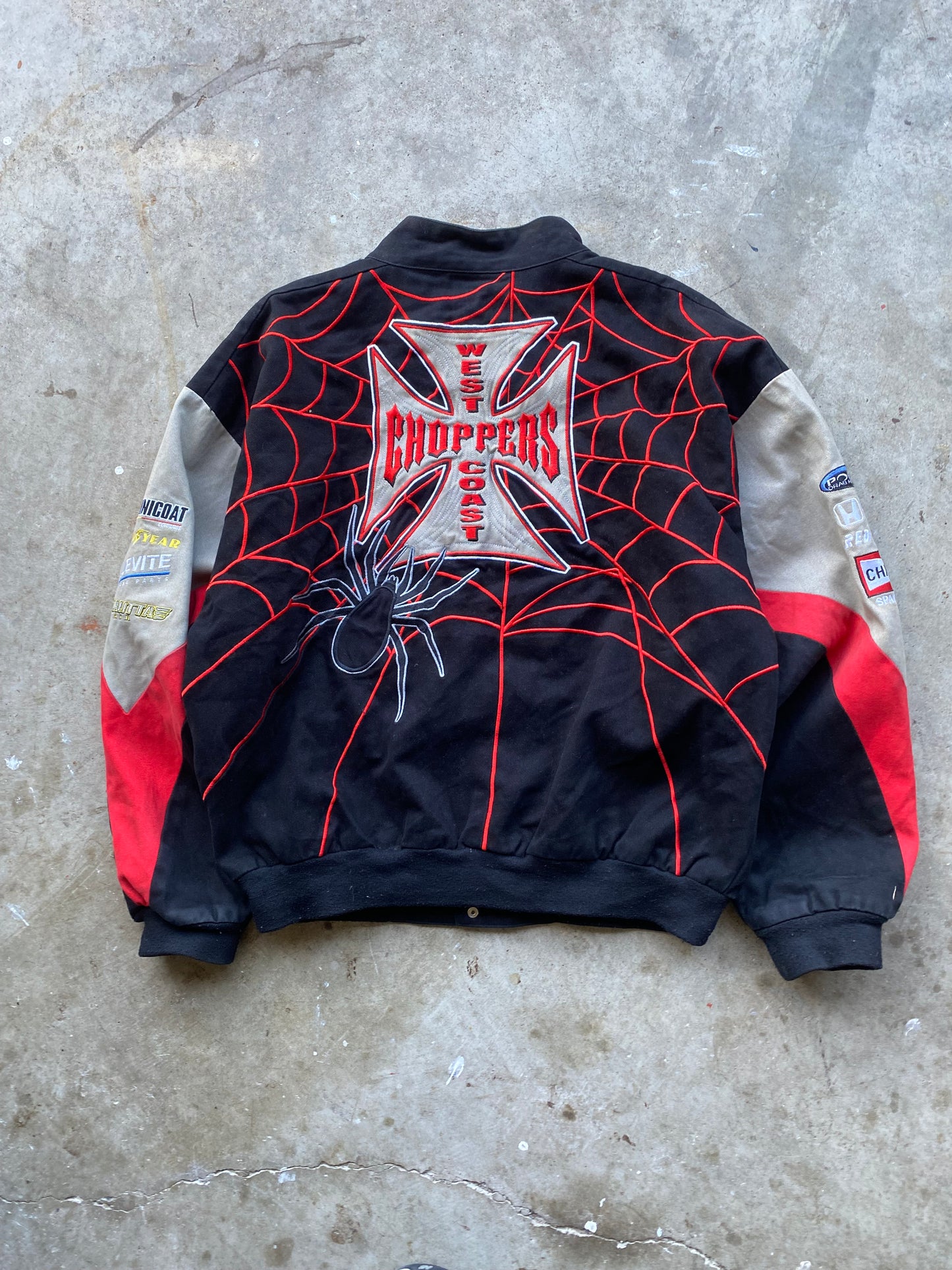 Vintage West Coast Choppers SpiderWeb Racing Jacket size extra large