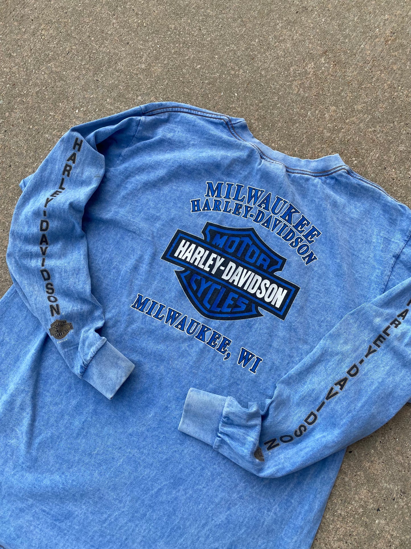 Vintage Harley Davidson Marble Dyed Long sleeve Size Large