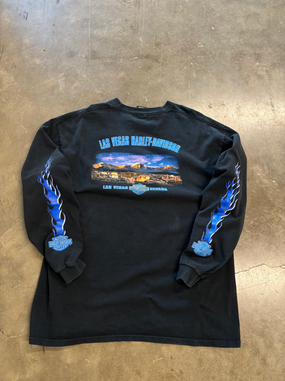 Vintage Harley Davidson blue flame long sleeve size xxl
