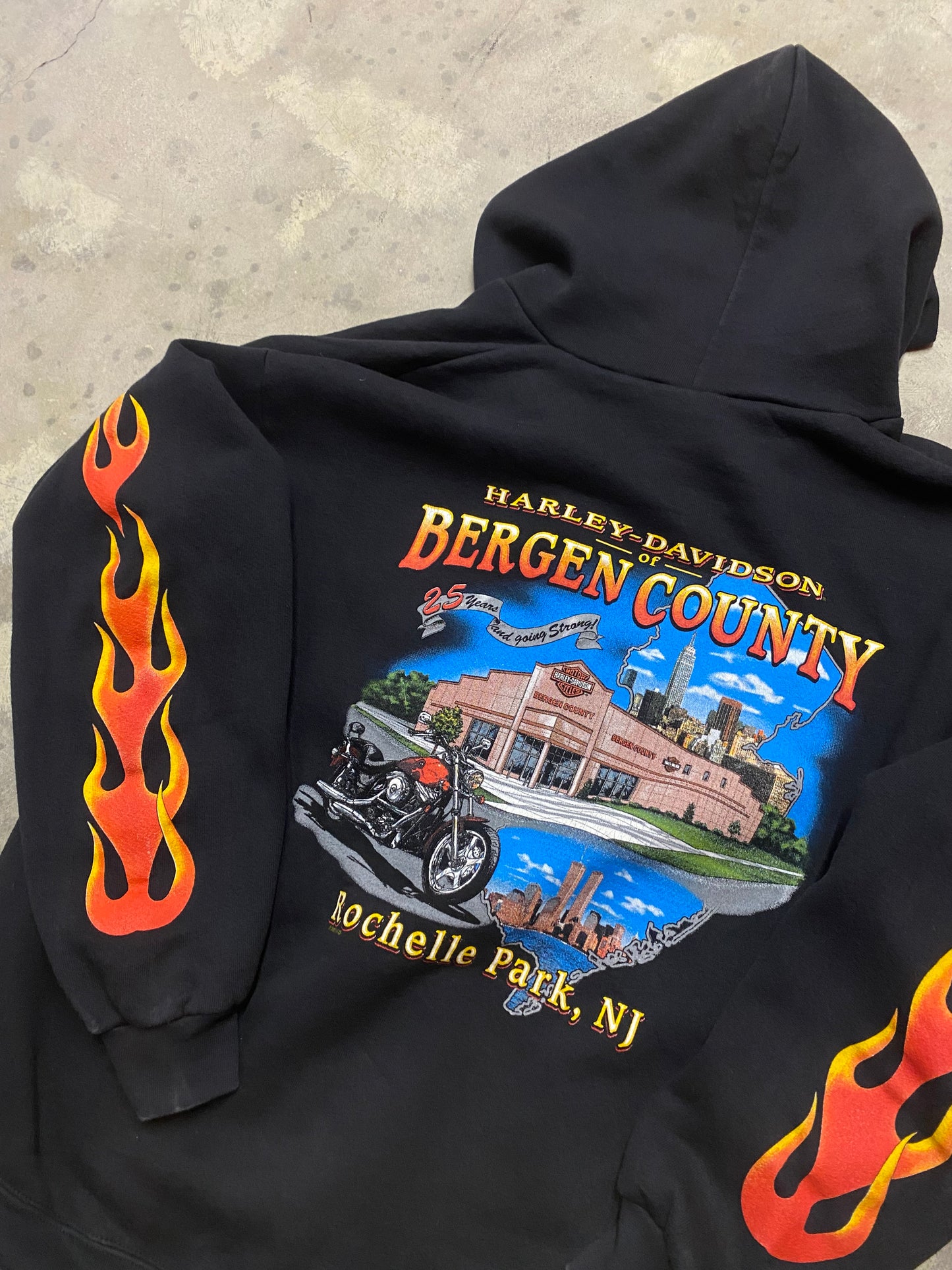 Vintage Harley Davidson Flame Burst zip up hoodie size extra large