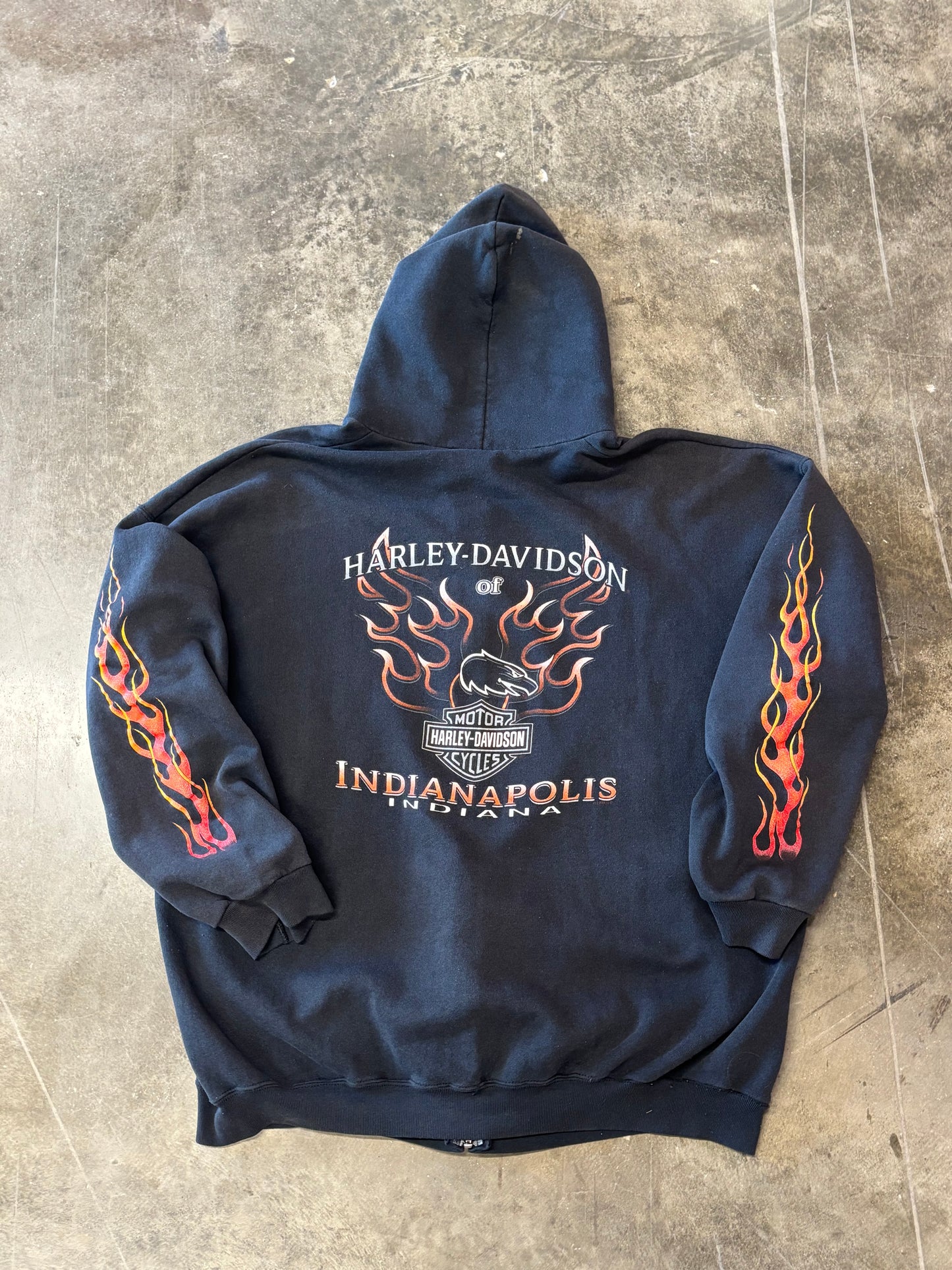 Vintage Harley Davidson Flame zip up size xl