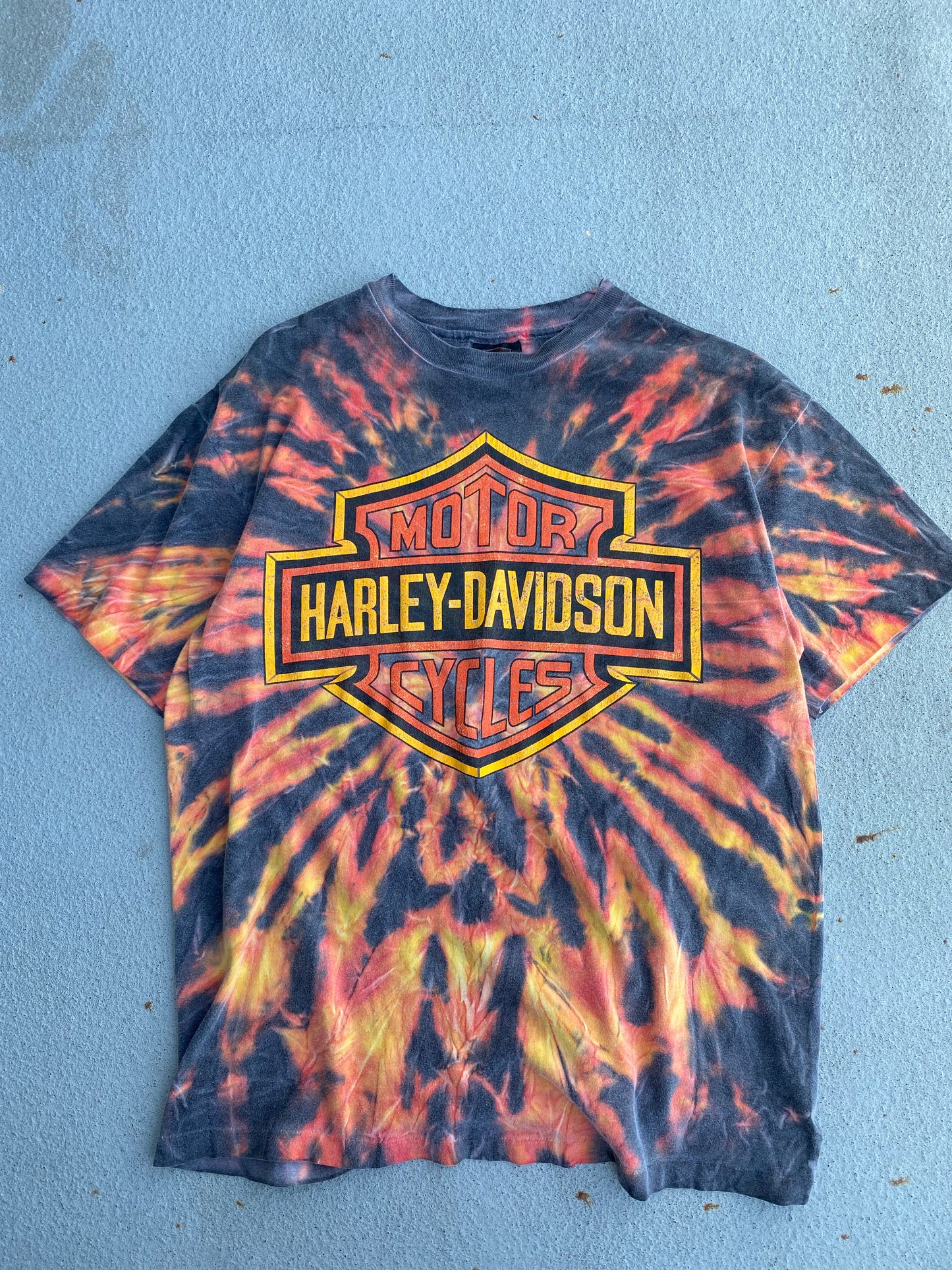 Vintage 1990 Harley Big Shield Logo Tie Dye size large