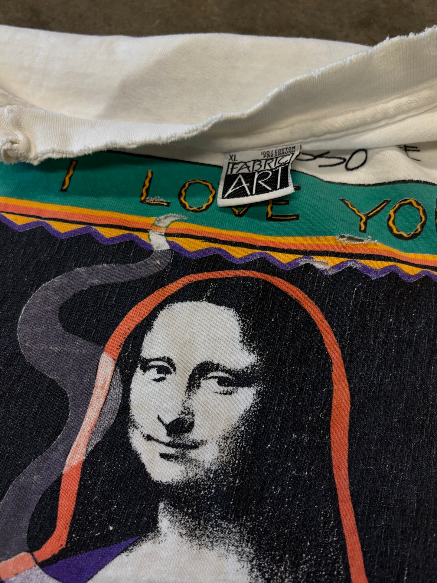 Vintage Mona Lisa Coffee shirt size XL