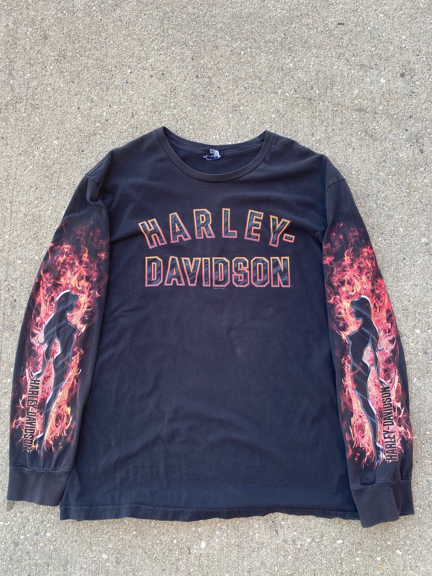 Harley Davidson Flaming girl long sleeve shirt size extra large