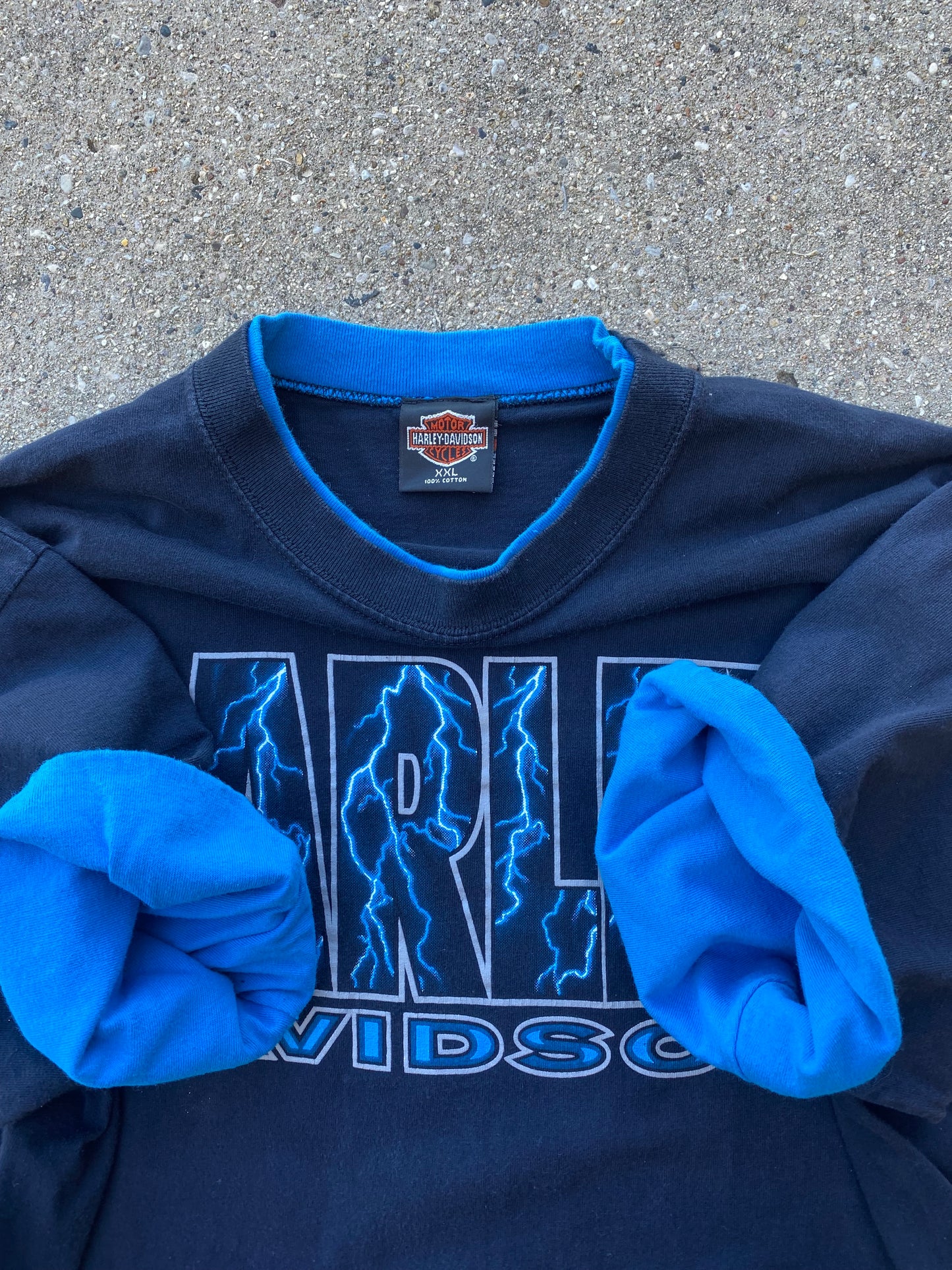 Vintage Harley Davidson Blue lightning shirt size xxl