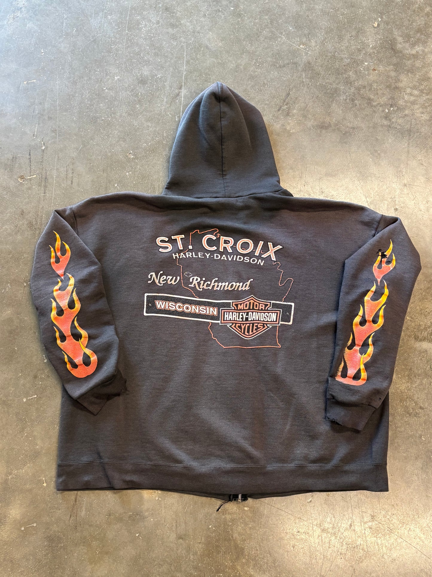 Vintage Faded and Thrashed Harley Davidson Zip Up Size xxxl