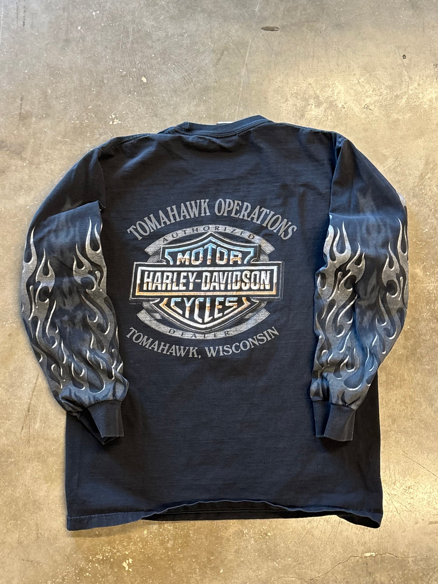 Vintage Harley Davidson Chrome flame long sleeve size large