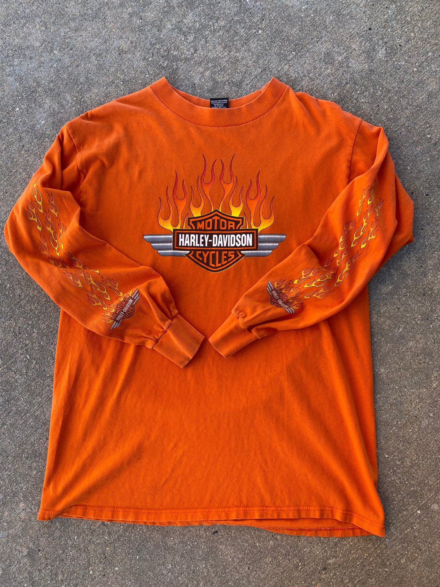 Vintage Harley Davidson Orange Pig long sleeve size large