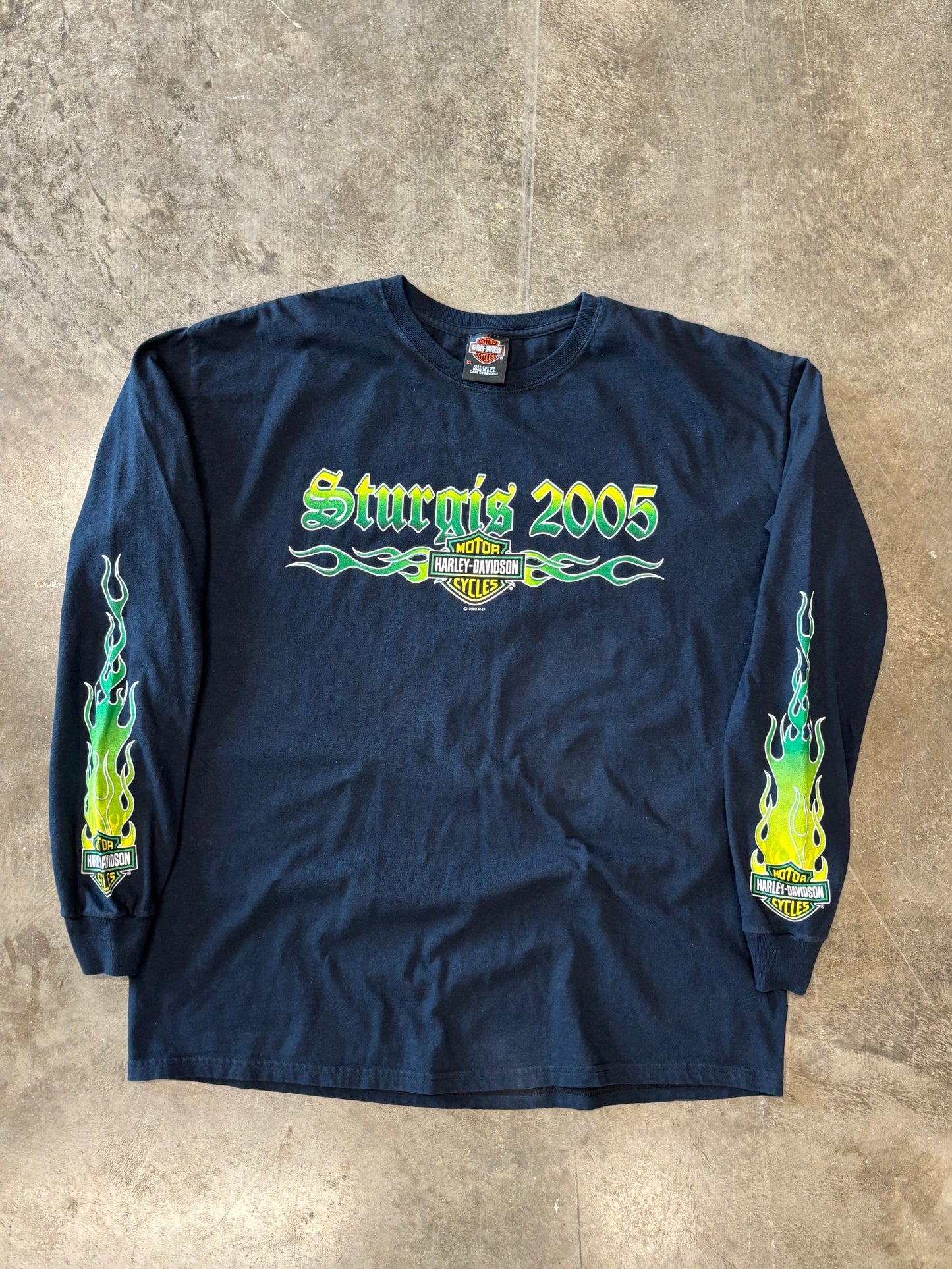 Vintage Harley Davidson Green Flame long sleeve size xl shirt