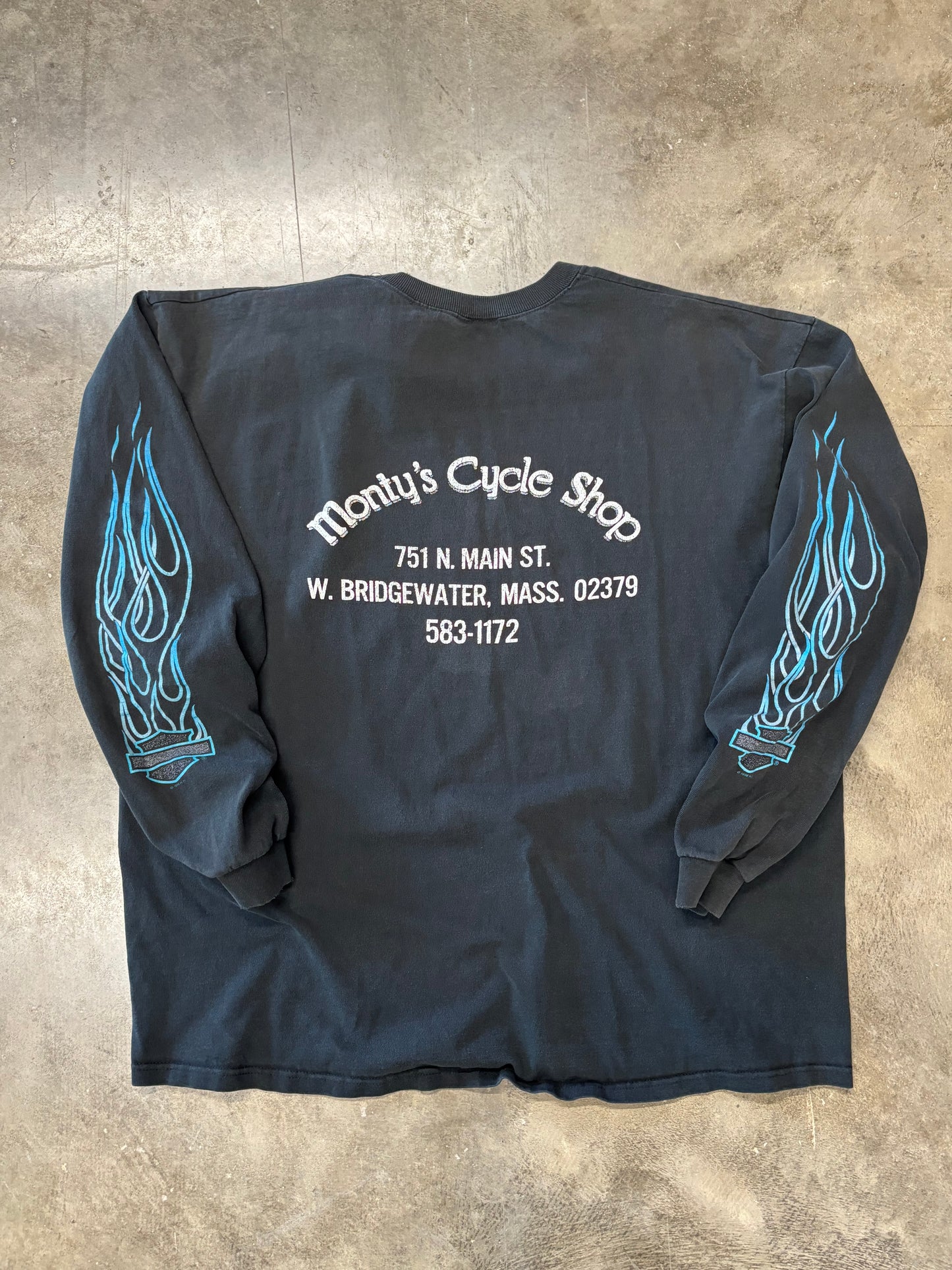 Vintage Harley Davidson Blue Flame long sleeve size xxl