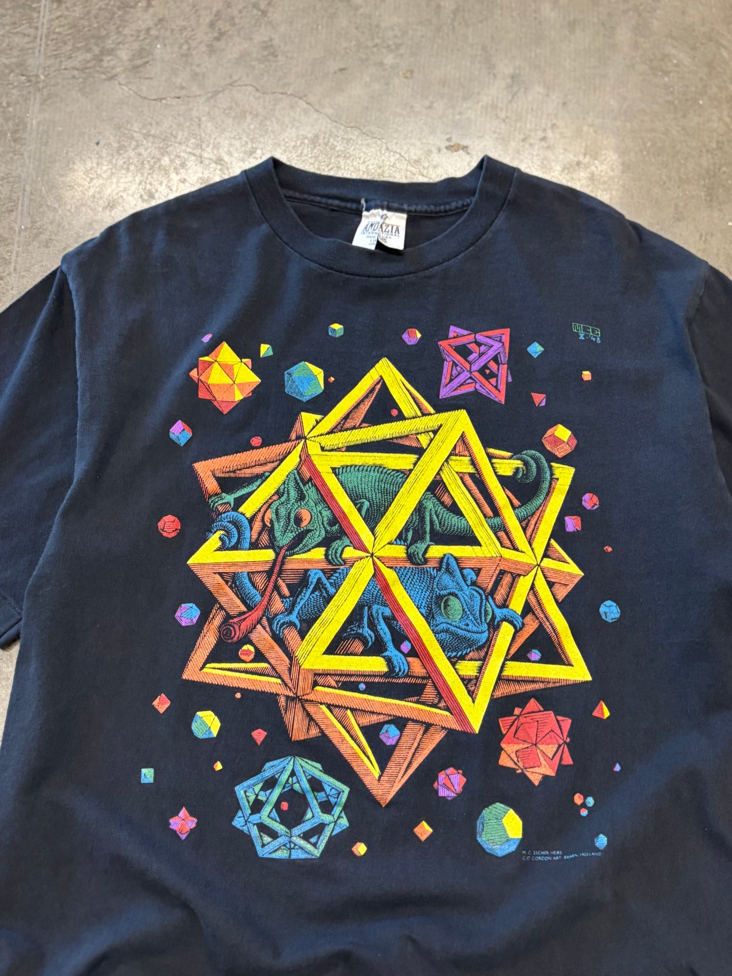Vintage MC Escher chameleon shirt size large