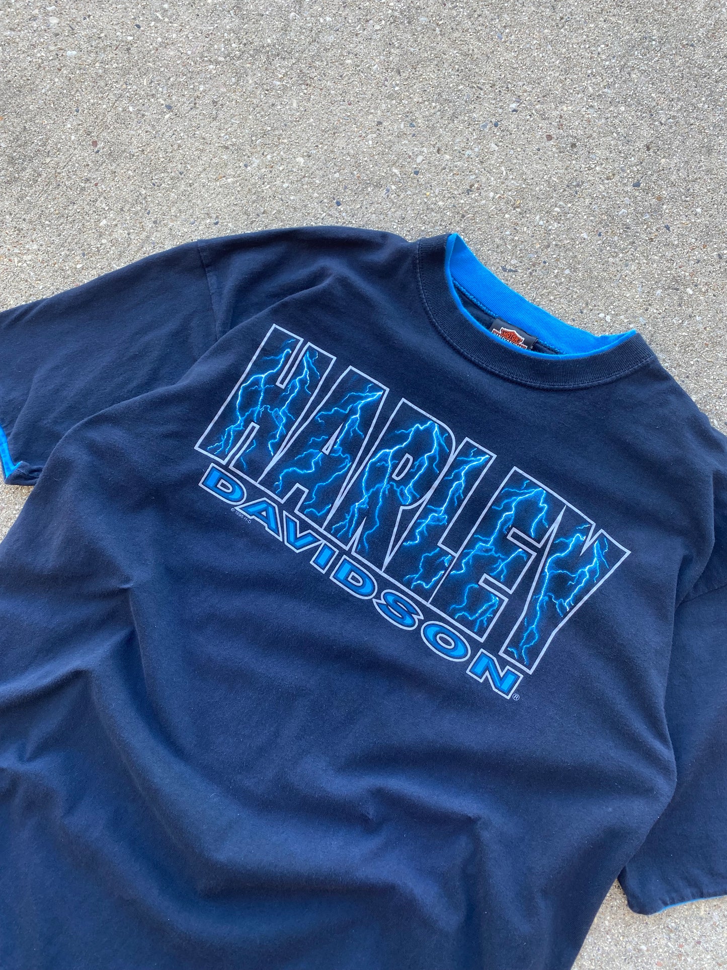 Vintage Harley Davidson Blue lightning shirt size xxl