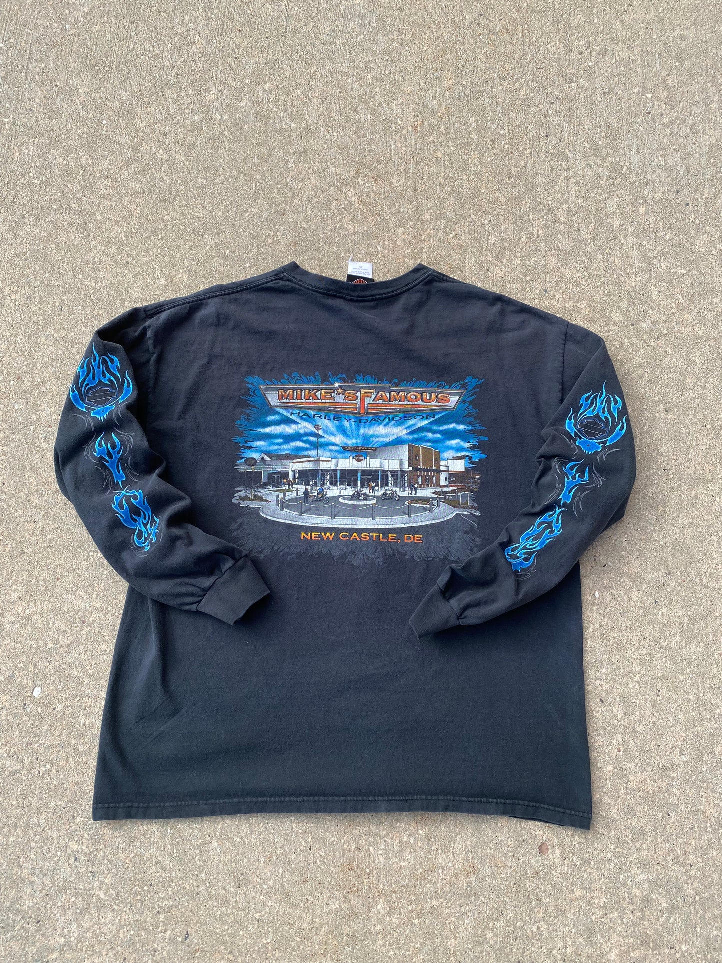Vintage Harley Davidson blue flame skull Size XL