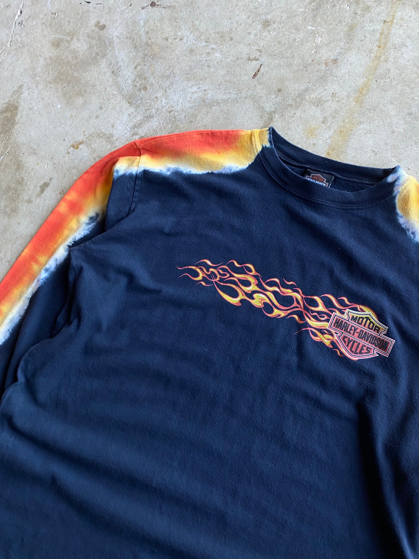 Vintage Harley Davidson tie dye flame long sleeve size large