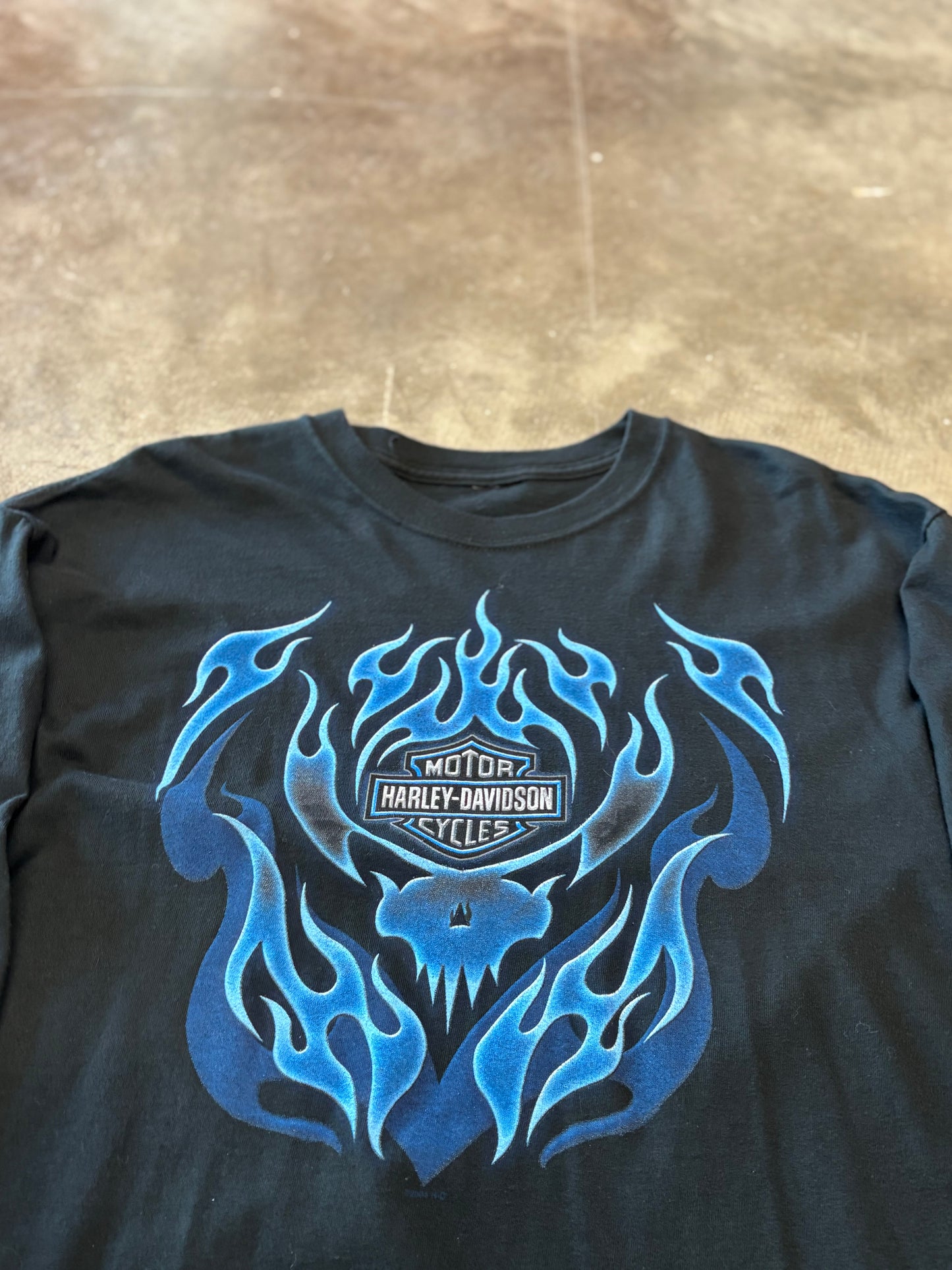 Vintage Harley Davidson blue flame long sleeve size large