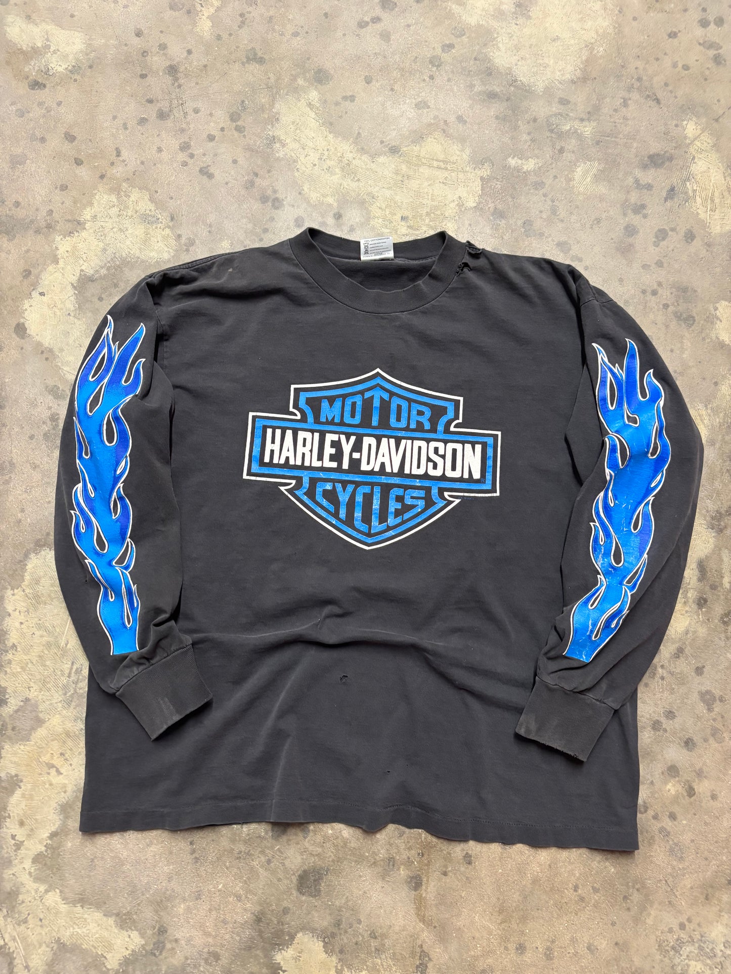 Vintage Harley Davidson Blue Flame Hoodie size extra large
