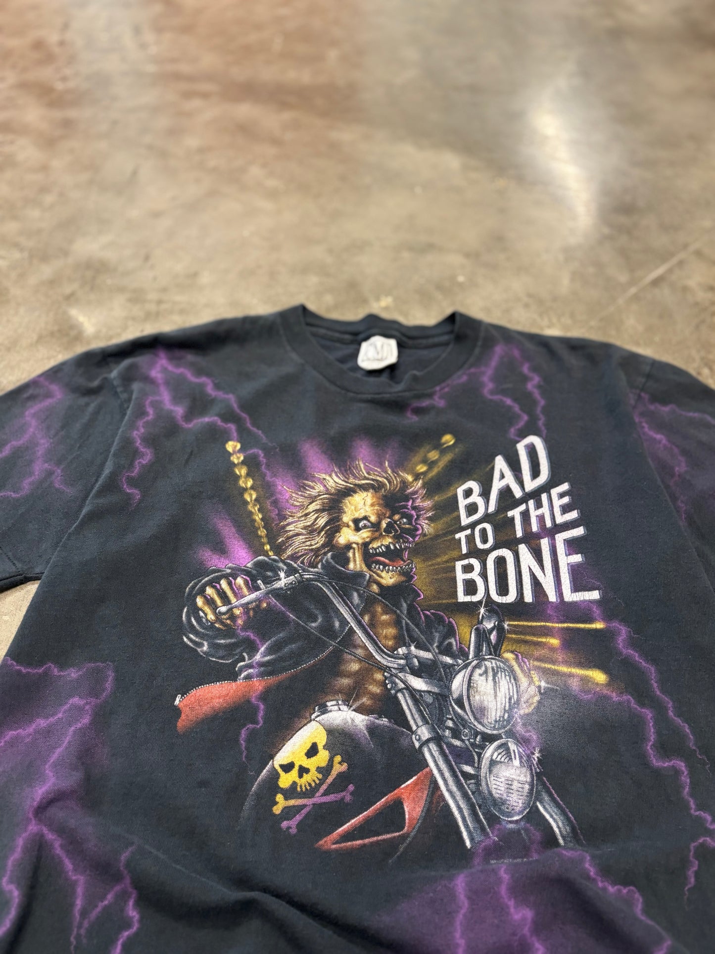 Vintage Bad to the bone lightning biker shirt size large