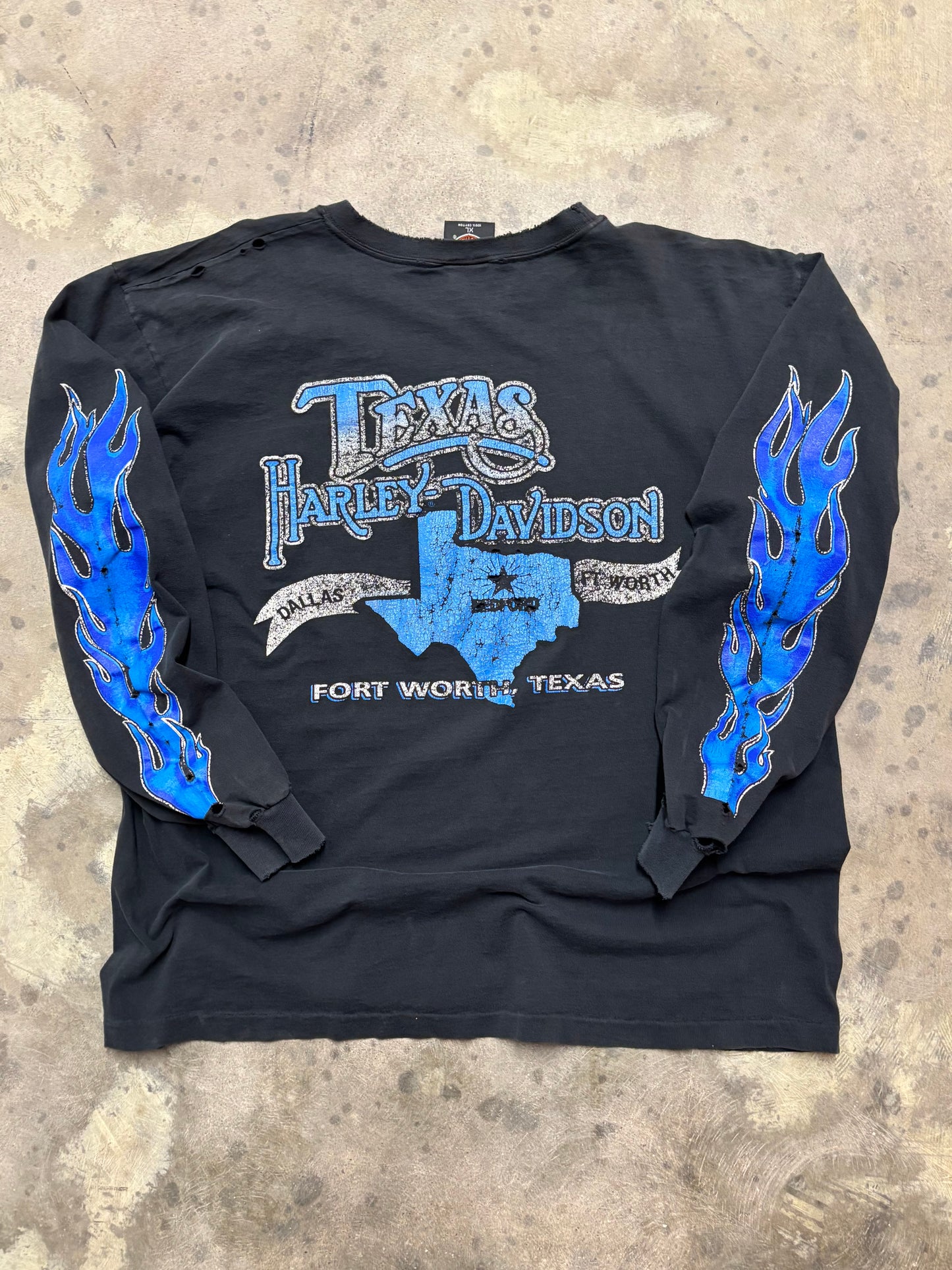 Vintage Harley Davidson Blue Shield Long sleeve distressed size XL