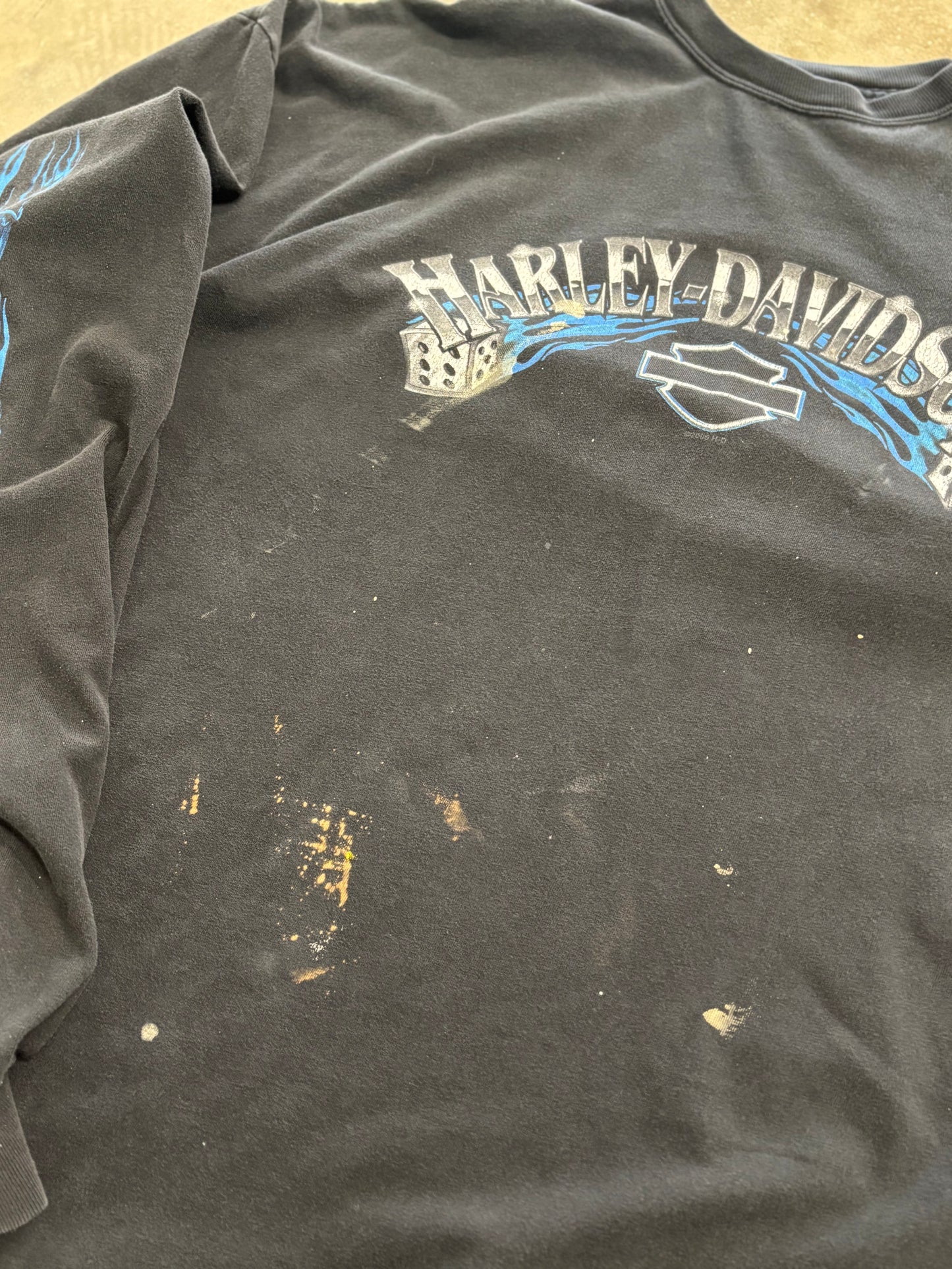 Vintage Harley Davidson Bleach Splattered Dice long sleeve size xxxl