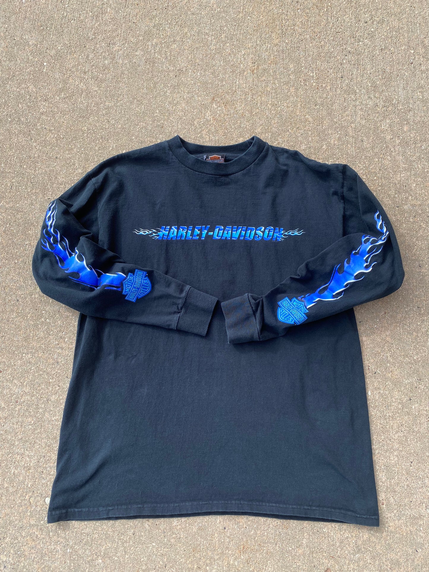 Vintage Harley Davidson Blue flames size large