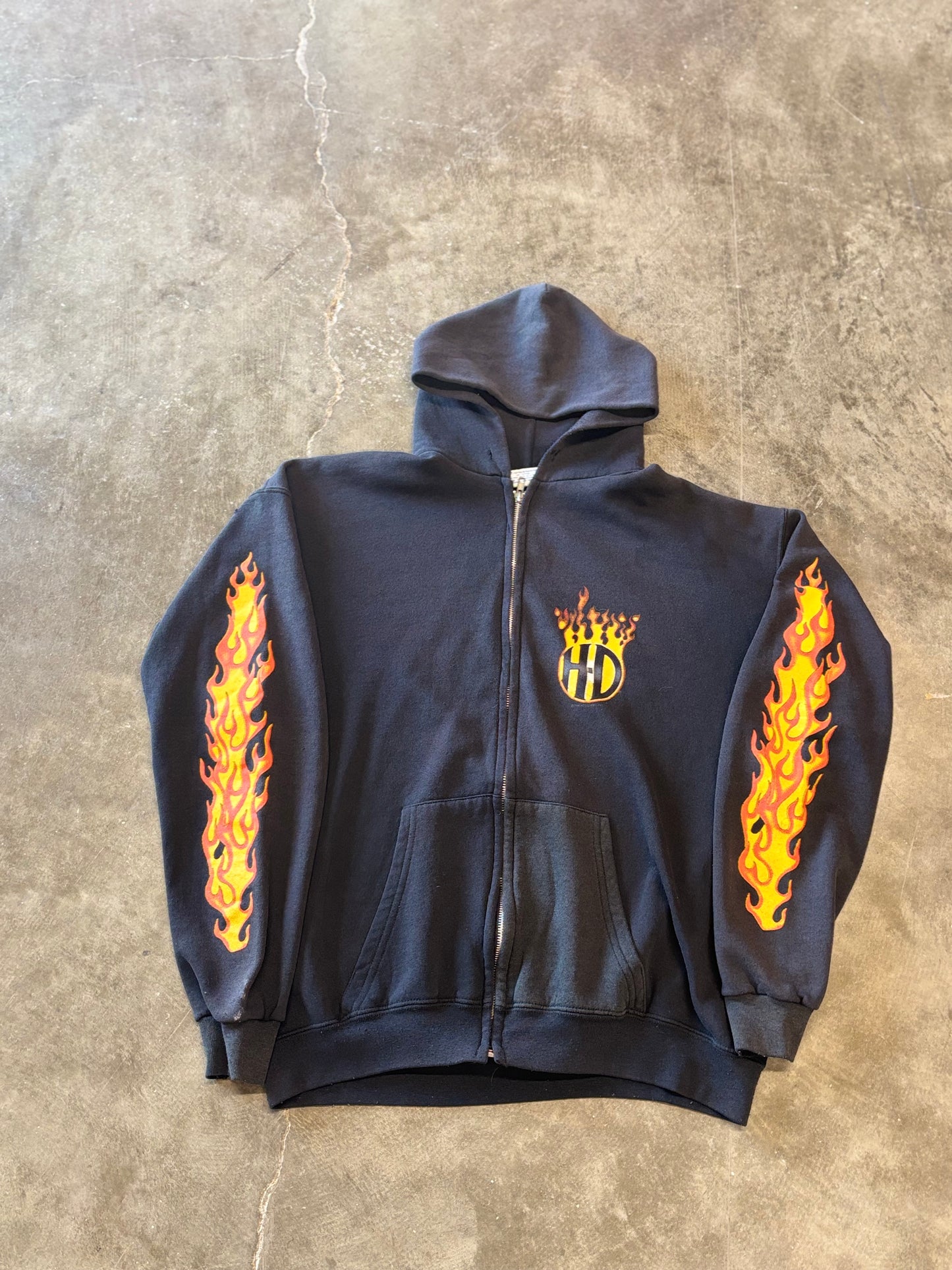 Vintage Harley Davidson flame inferno zip up size extra large
