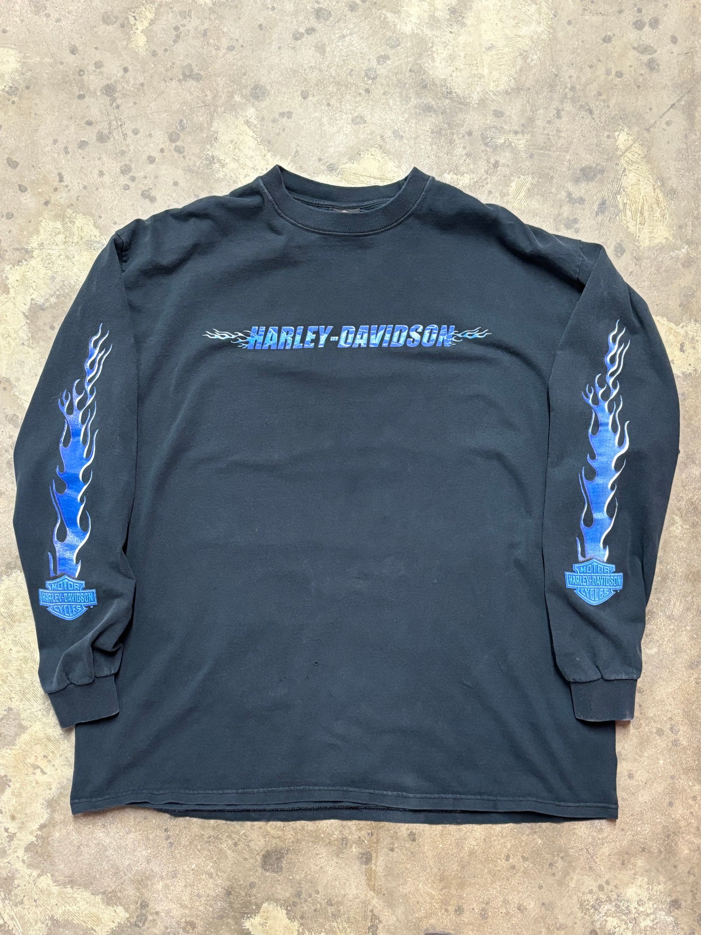 Vintage Harley Davison Blue Flame long sleeve size xxl