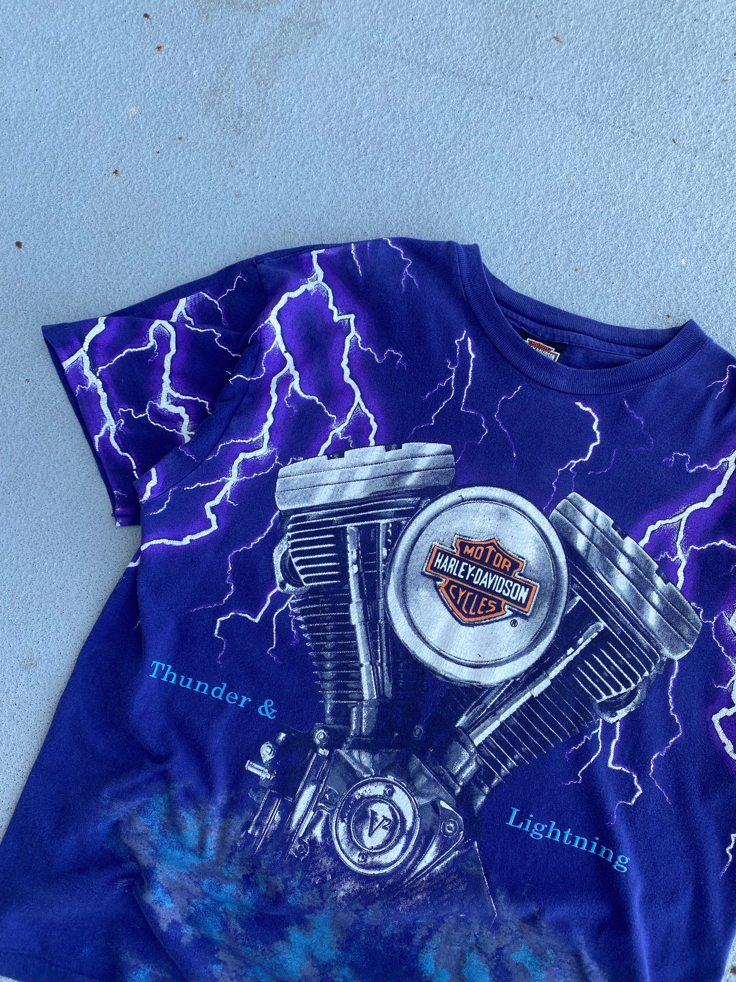 Vintage Harley Lightning AOP shirt Size large