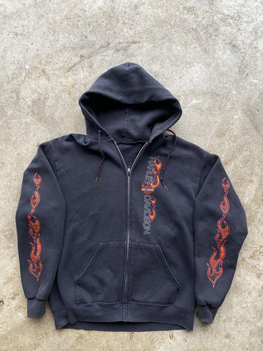 Vintage Harley Davidson orange flame zip up size medium