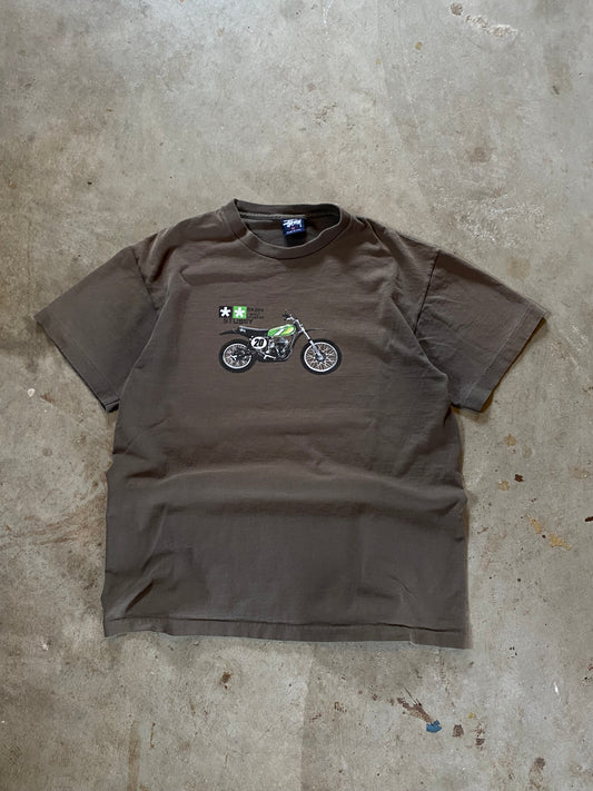 Vintage Stussy Earth Tone Motorcyle shirt Size medium