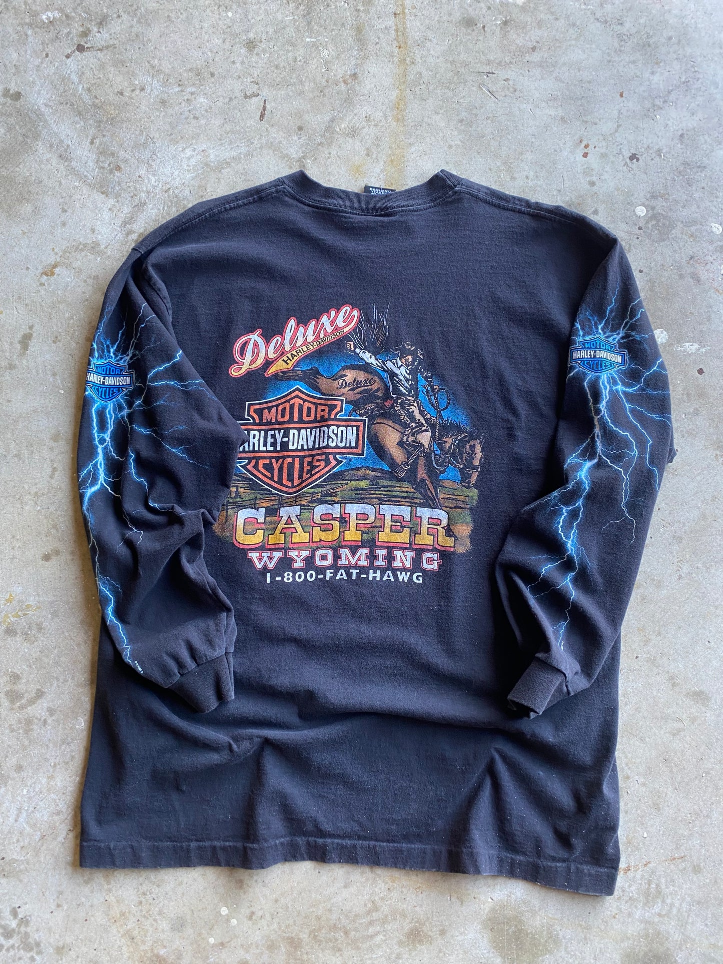 Vintage Harley Davidson Blue Lightning long sleeve shirt size extra large