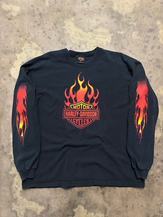Vintage Harley Davidson red flame longsleeve shirt size XL