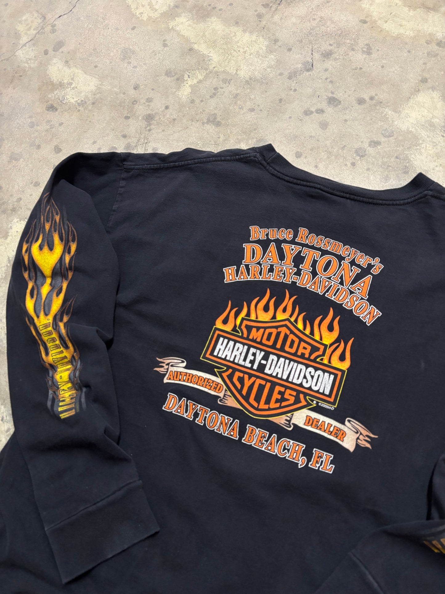 Vintage Harley Davidson Yellow flame long sleeve size xxl