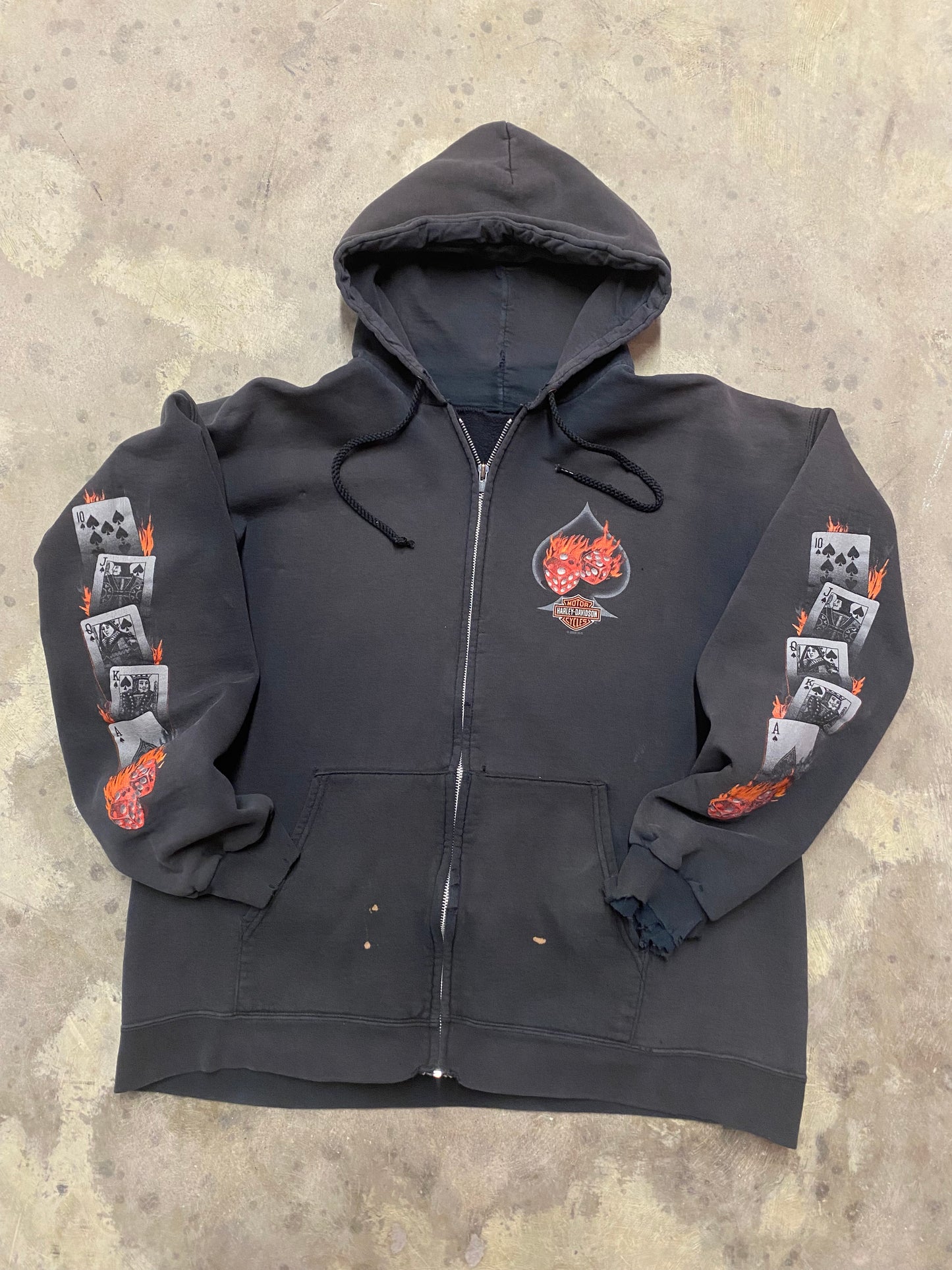 Vintage Harley Davidson Flaming Dice zip up size extra large