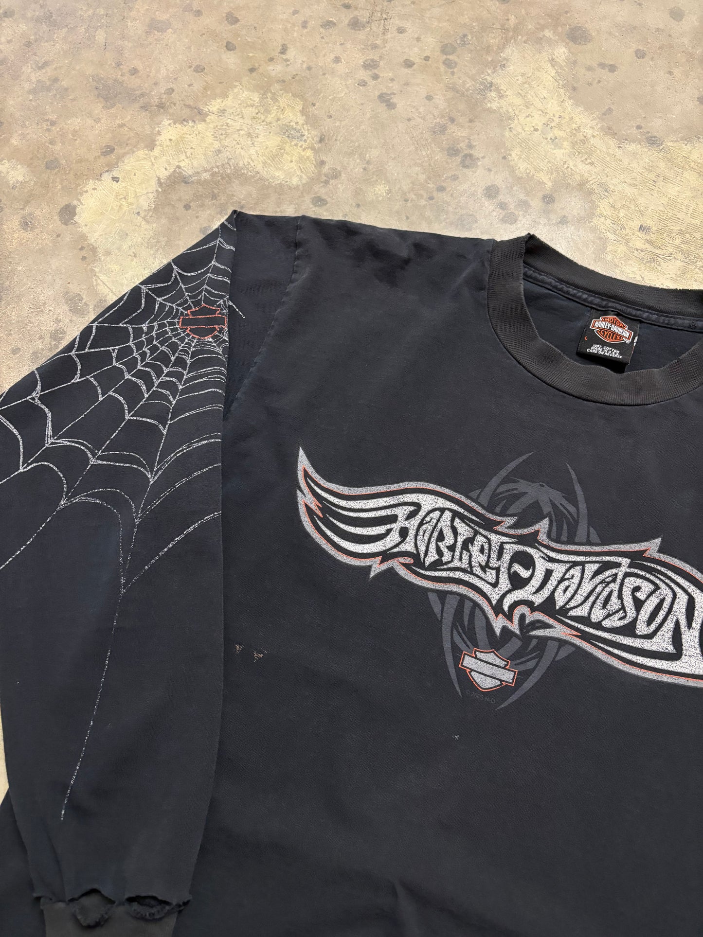 Vintage Harley Davidson Spider Web long sleeve shirt size large